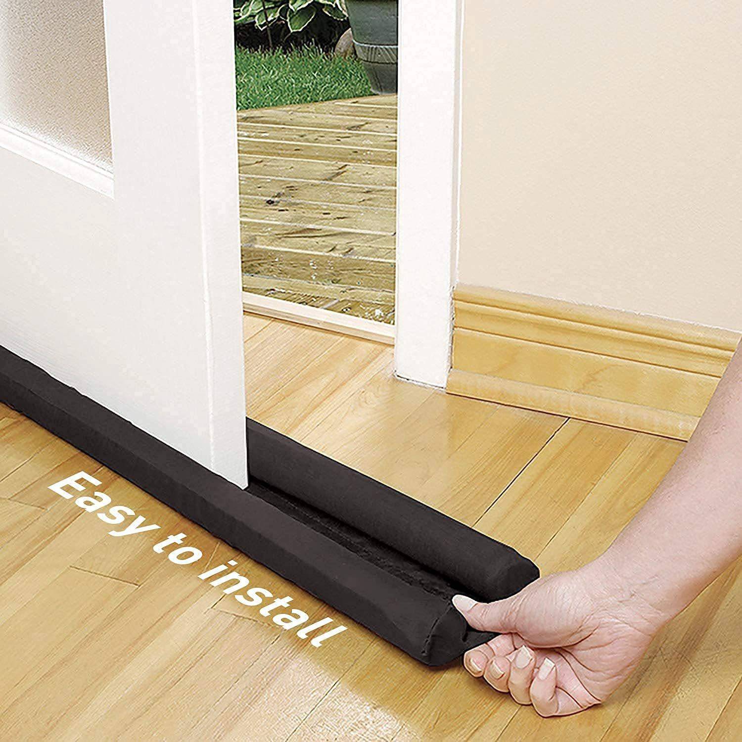 BBD Kitchen Shop TWIN GARD Door Seal Twin Draught Draft Guard Door Closer Bottom Brown Sealing Strip Adjustable Door Draft Blocker Insulator Isolation The Light Washable (39 Inch) Door Mounted Door Stopper Door Mounted Door Stopper (Brown) Floor Mounted Door Stopper