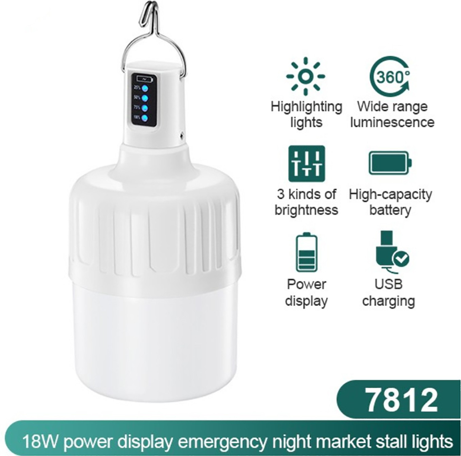 Image of Dp 7812 (RECHARGEABLE LED EMERGENCY BULB) 18W LED, 2000mAh Battery 6 hrs Bulb Emergency Light
