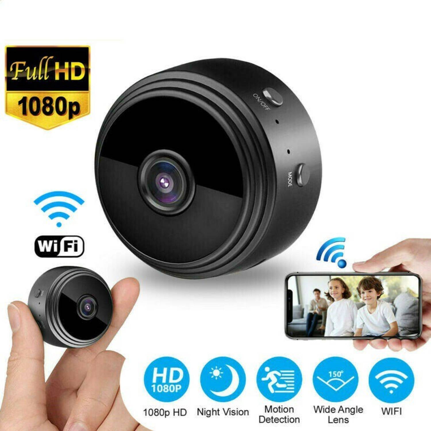 AVOIHS Mini Size WiFi Magnetic 5.0 MP HD 1080P Wireless Spy CCTV Camera Live Recording Security Camera