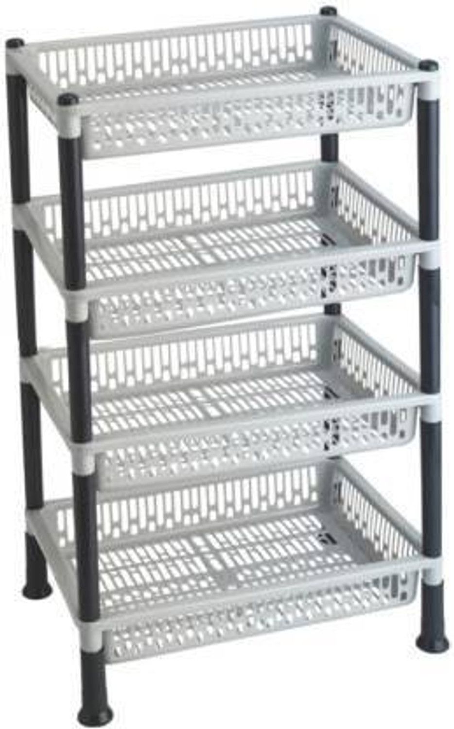 Image of MECHON Plastic 4 Layer Kitchen Stand Fruits & Vegetable Rack Storage Stand Kitchen Trolley Storage Basket