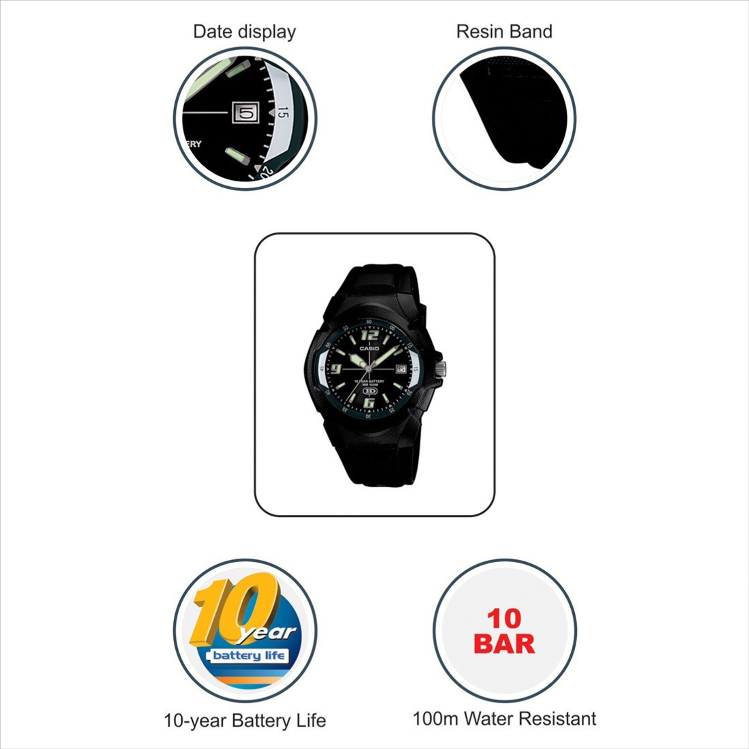 Image of CASIO MW-600F-1AVDF Youth Analog ( MW-600F-1AVDF ) Analog Watch - For Men