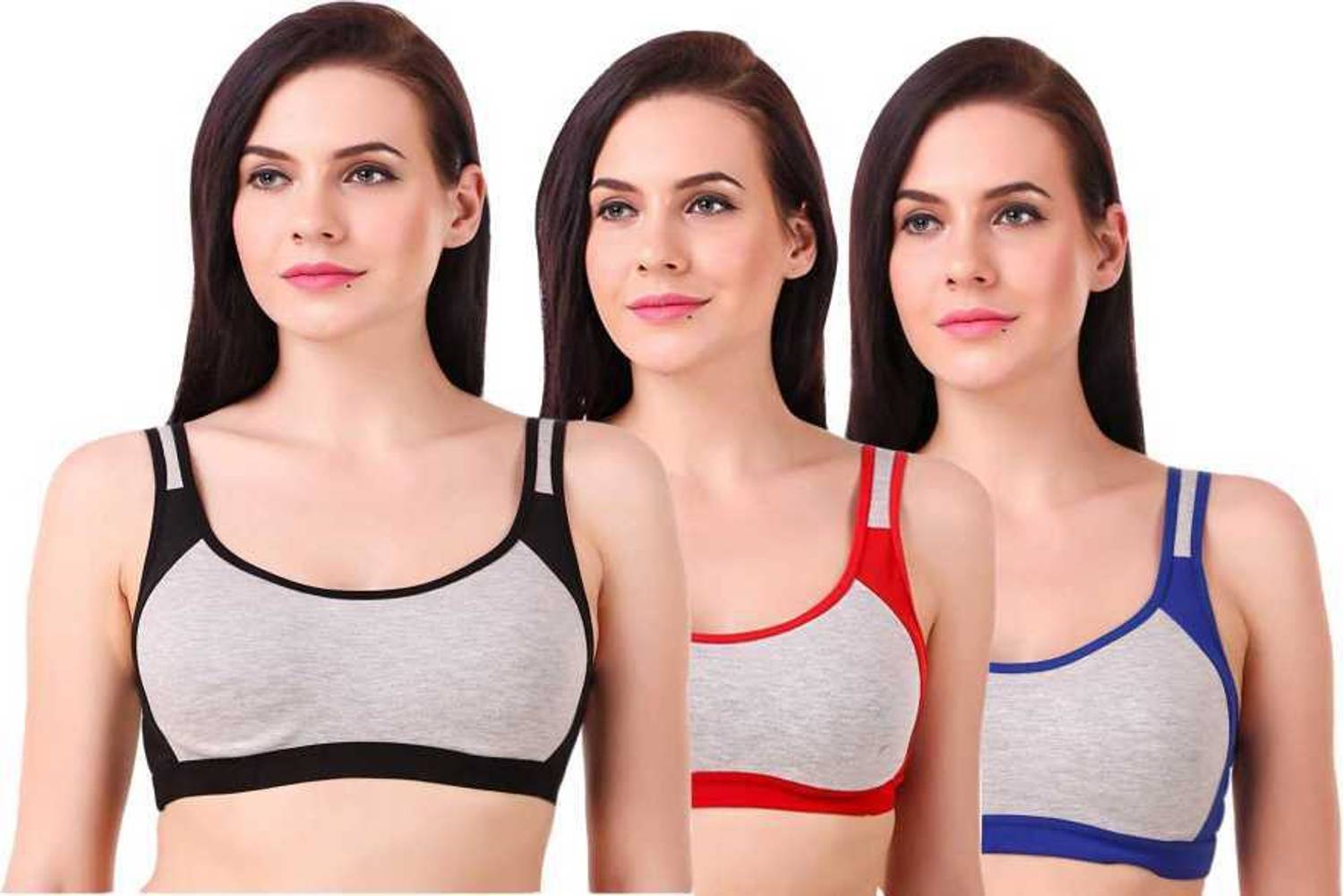 Body Safe WOMAN/GIRLS SPORT BRA FOR GYM/YOGA/RUNNING PACK OF 3 Women Sports Non Padded Bra