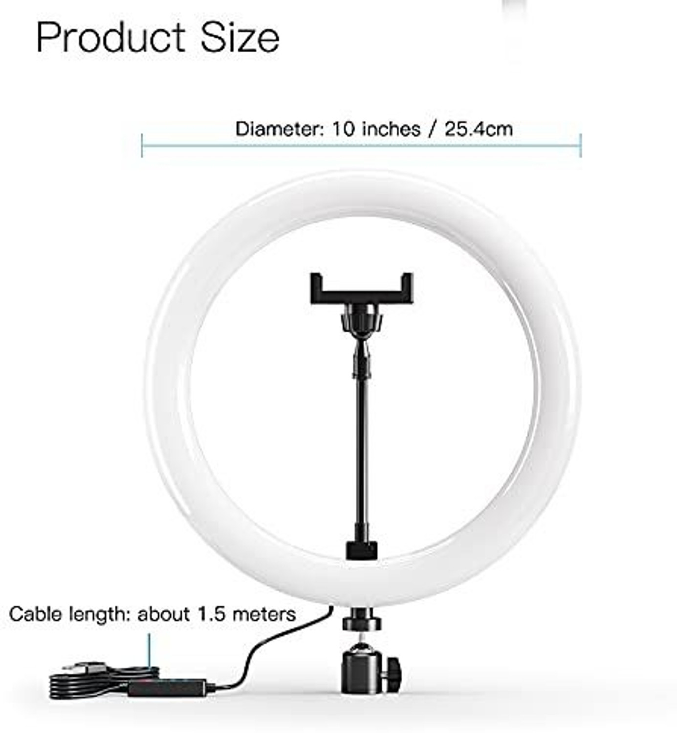 Image of Gentle e kart Big 7 fit Tripod Stand with 10 Inches LED Ring Light-Live Stream Phone Holder Ring Flash