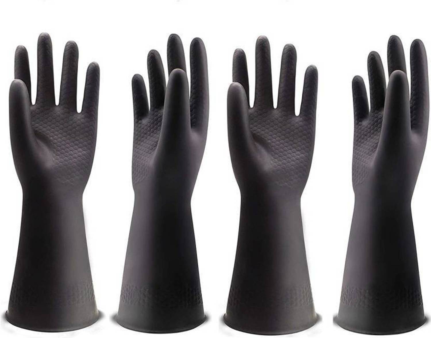 Arumart BLACK RUBBER GLOVES PACK OF 2 PAIRS Rubber Safety Gloves