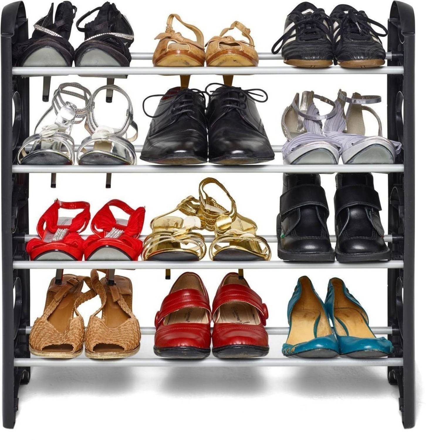 FLIPZON 12 Pair Metal, Plastic Shoe Stand