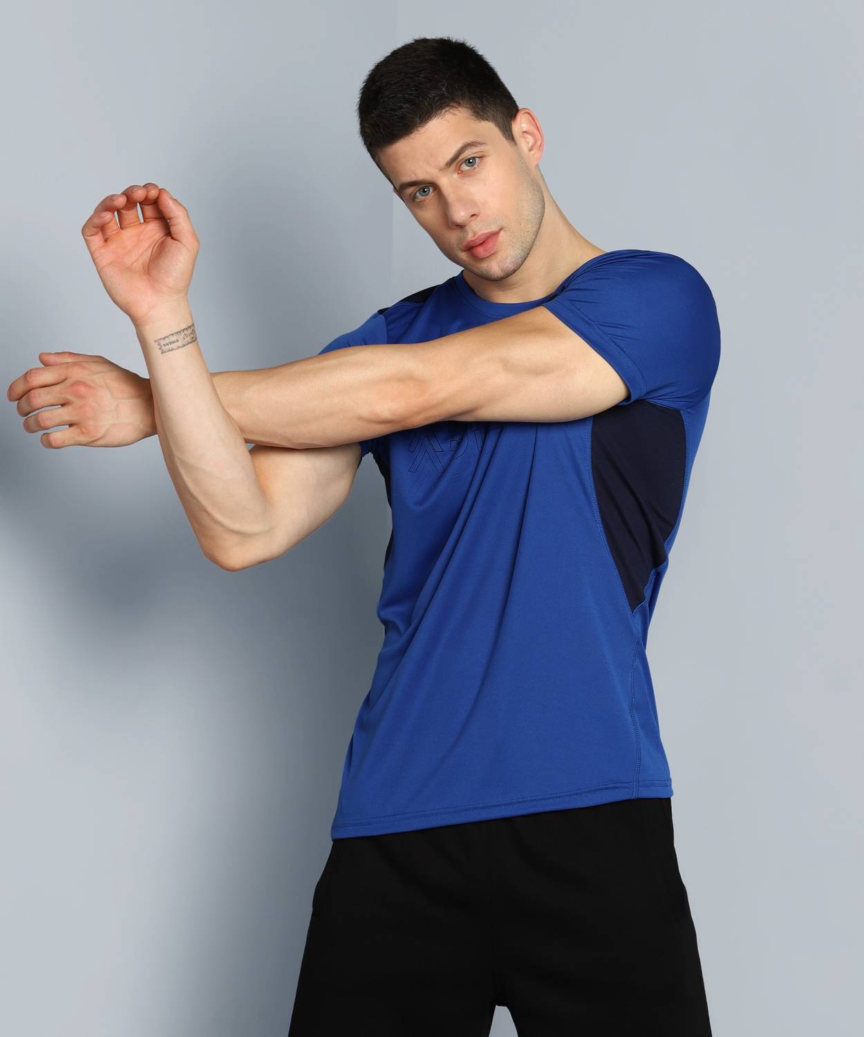 Adrenex Printed Men Round Neck Light Blue T-Shirt