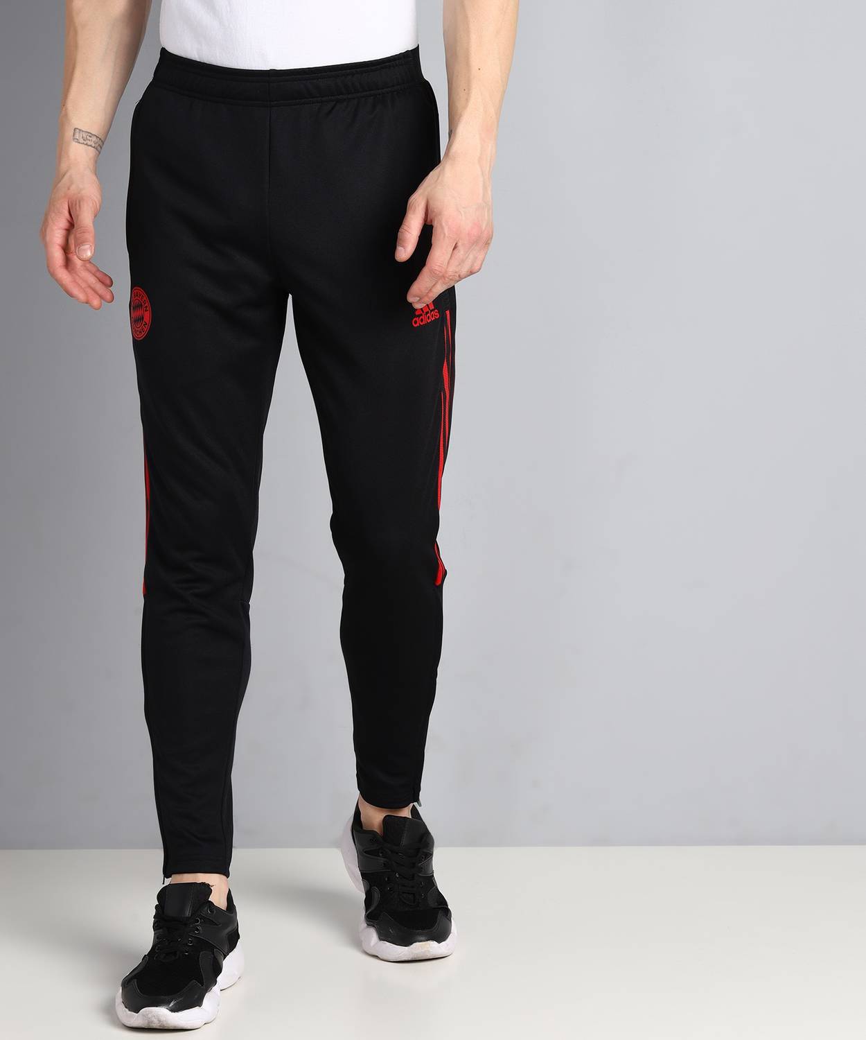 ADIDAS Striped Men Black Track Pants