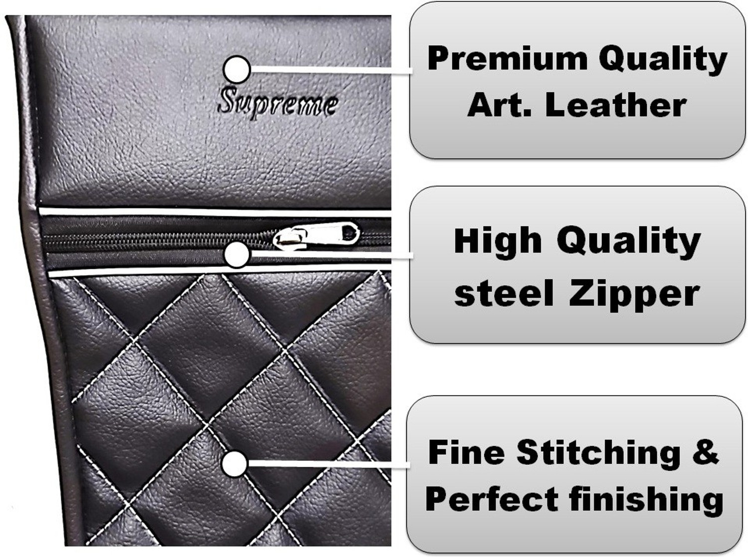 Image of Supreme Stylish Black Art Leather (Thick flop) Diamond Tank cover015 Strap Mahindra Centuro Bike Tank Cover