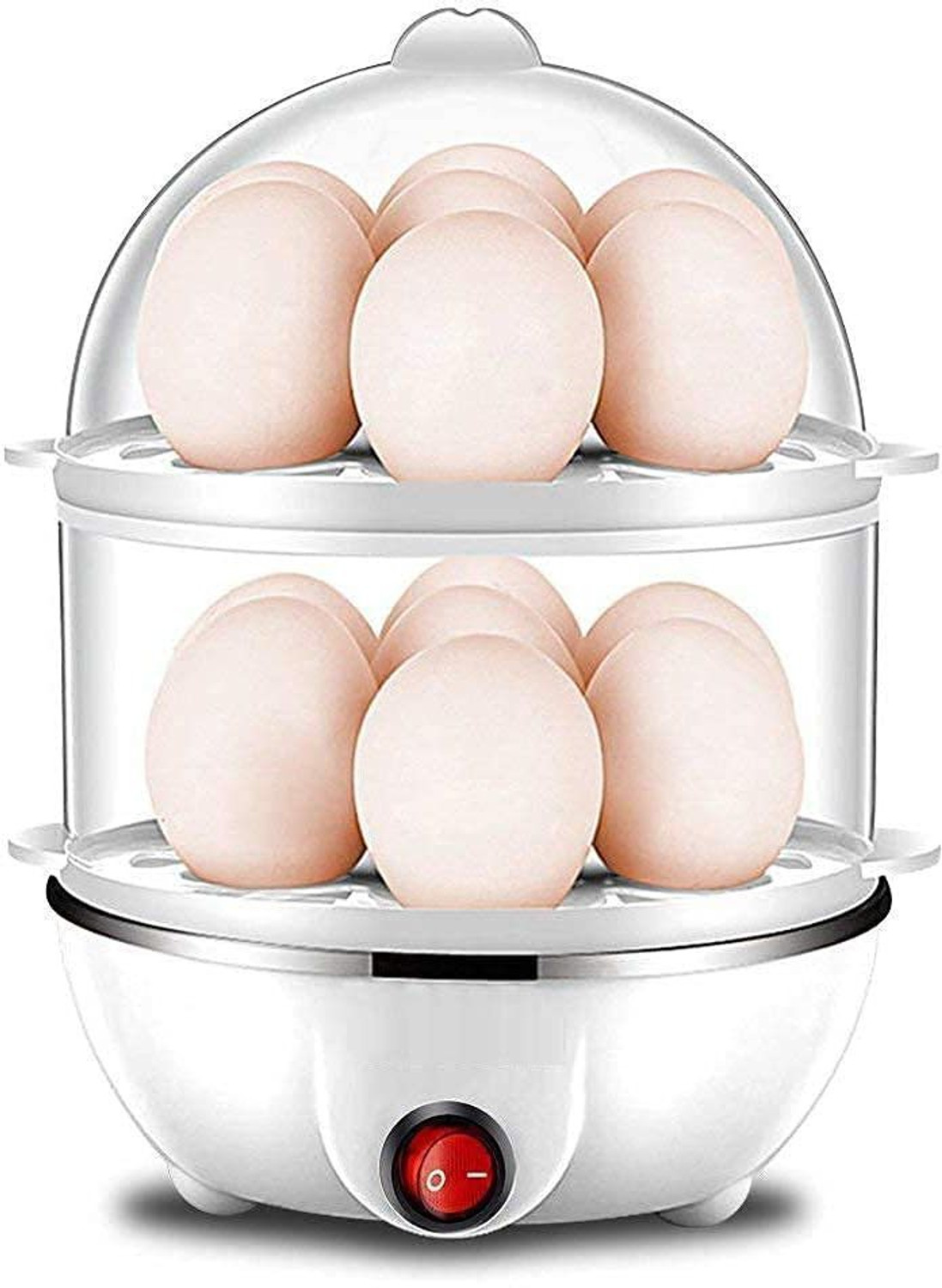 Image of GENIYO Automatic Safe Power-Off 2 Layer Egg Boiler Cooker & Steamer & Egg Frying Pan Double Layer Electric Egg Boiling Machine / Egg Boiler / 14 Egg Fraying Bowl Egg Cooker