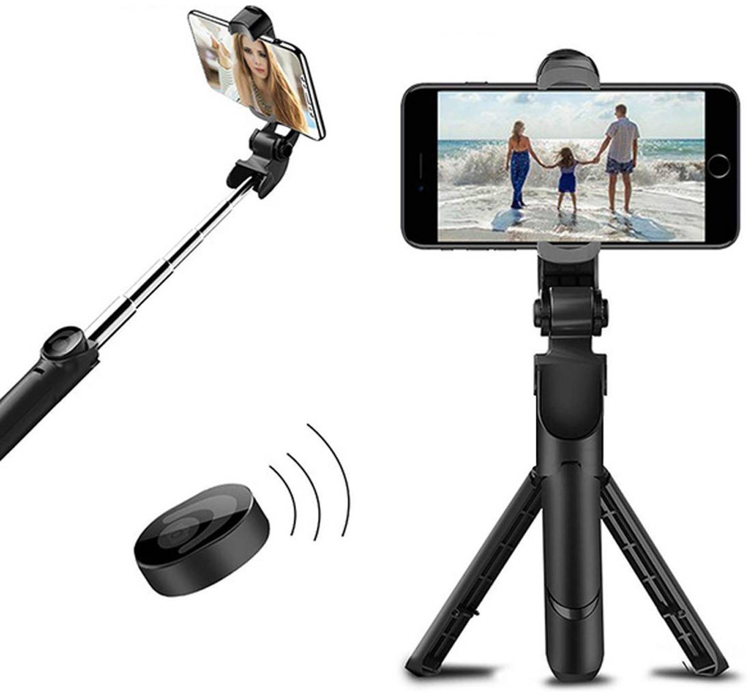 EAYS 3in1 Selfie Stick multi-function Wireless Bluetooth XT-01 , XT-02 Selfie Stick with Remote Shutter 360 Rotate Extendable Handheld Foldable Mini Tripod Stand Foldable, selfie stick, tripod, bluetooth shutter for Smartphones Professional Remote Control Selfie Stick Monopod Kit, Tripod Single Gimbal for Mobile