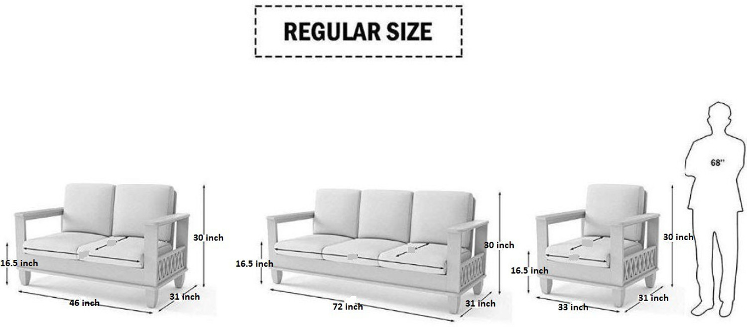 Image of Taskwood Furniture Solid Wood Sheesham Wood For Living Room, Guest Room Fabric 3 + 2 + 1 Sofa Set