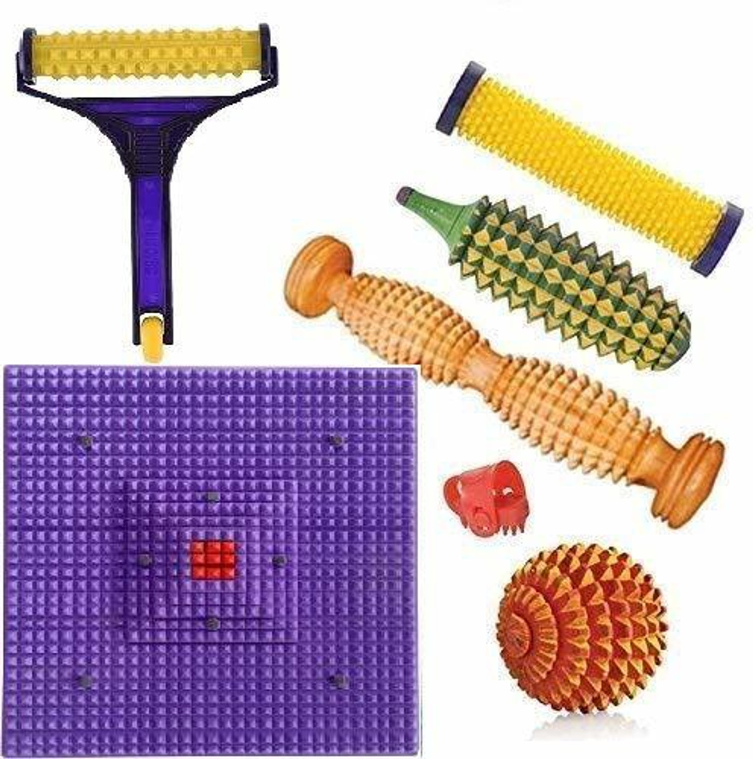 Image of R A Products Acupressure deluxe mat combo kit foot roller plane 15 mm Accupressure Mat