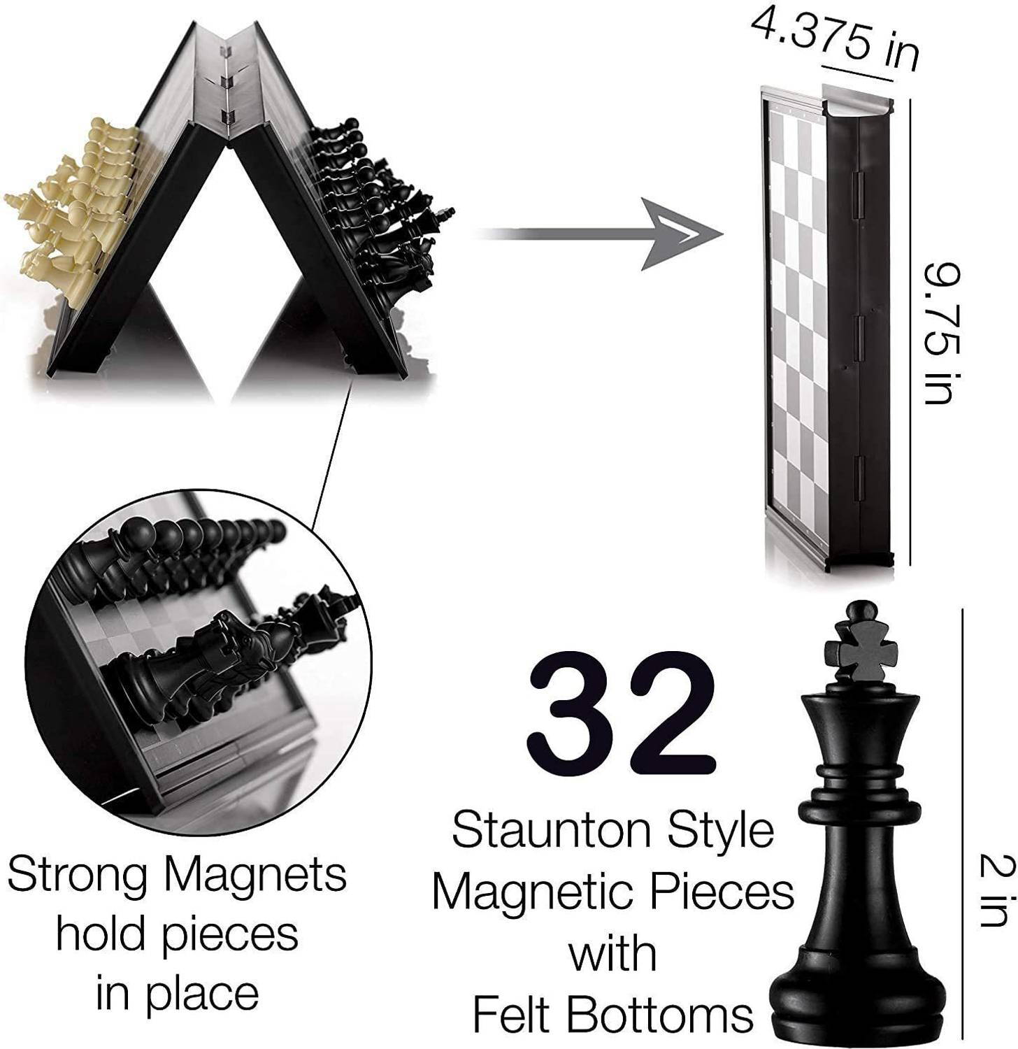 Bestie Magnetic Chess Board 24.13 cm - Image 3