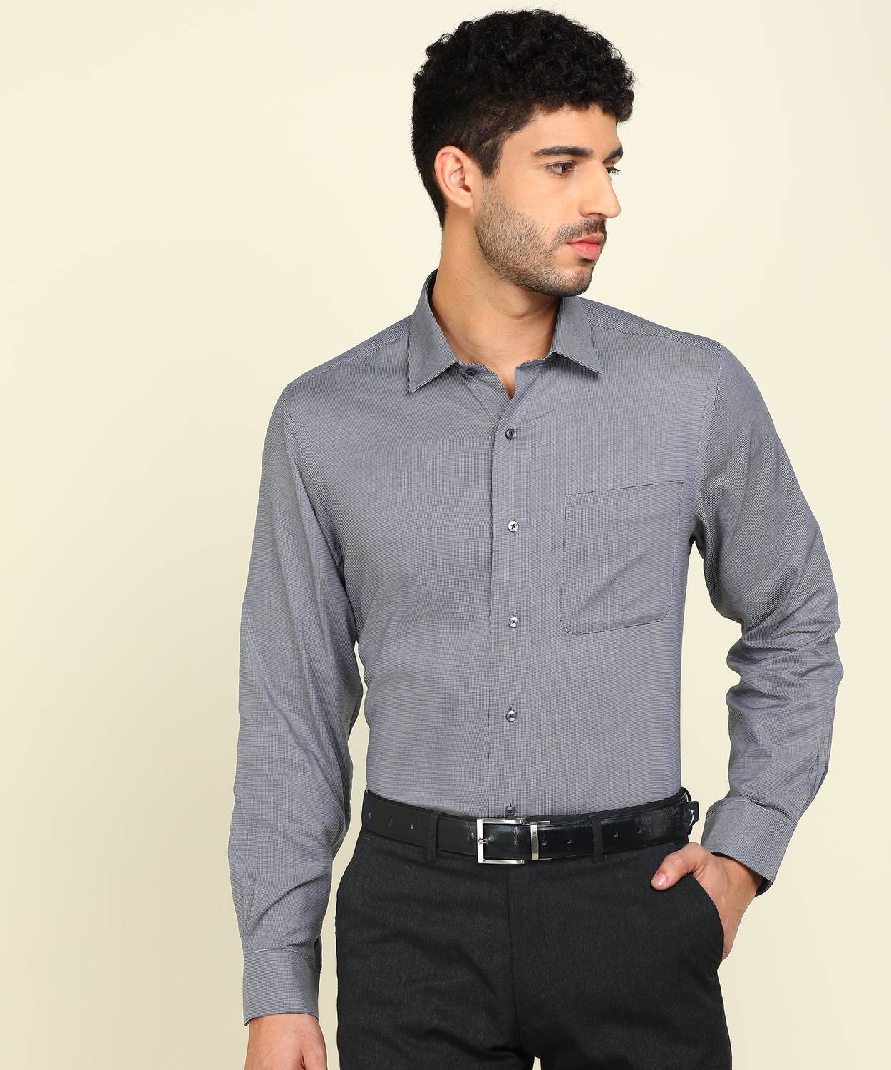 ARROW Men Self Design Formal Grey Shirt