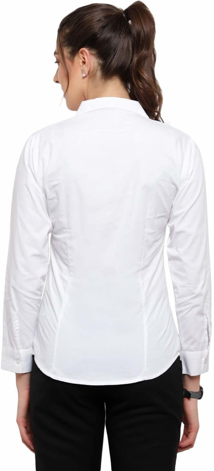 Image of Blue Ronin Women Solid Formal White Shirt