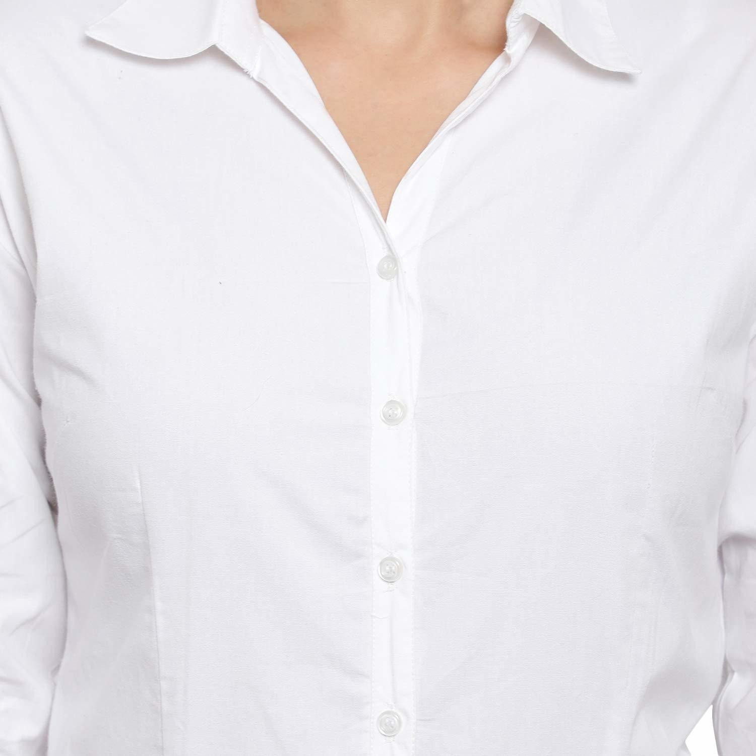 Image of Blue Ronin Women Solid Formal White Shirt