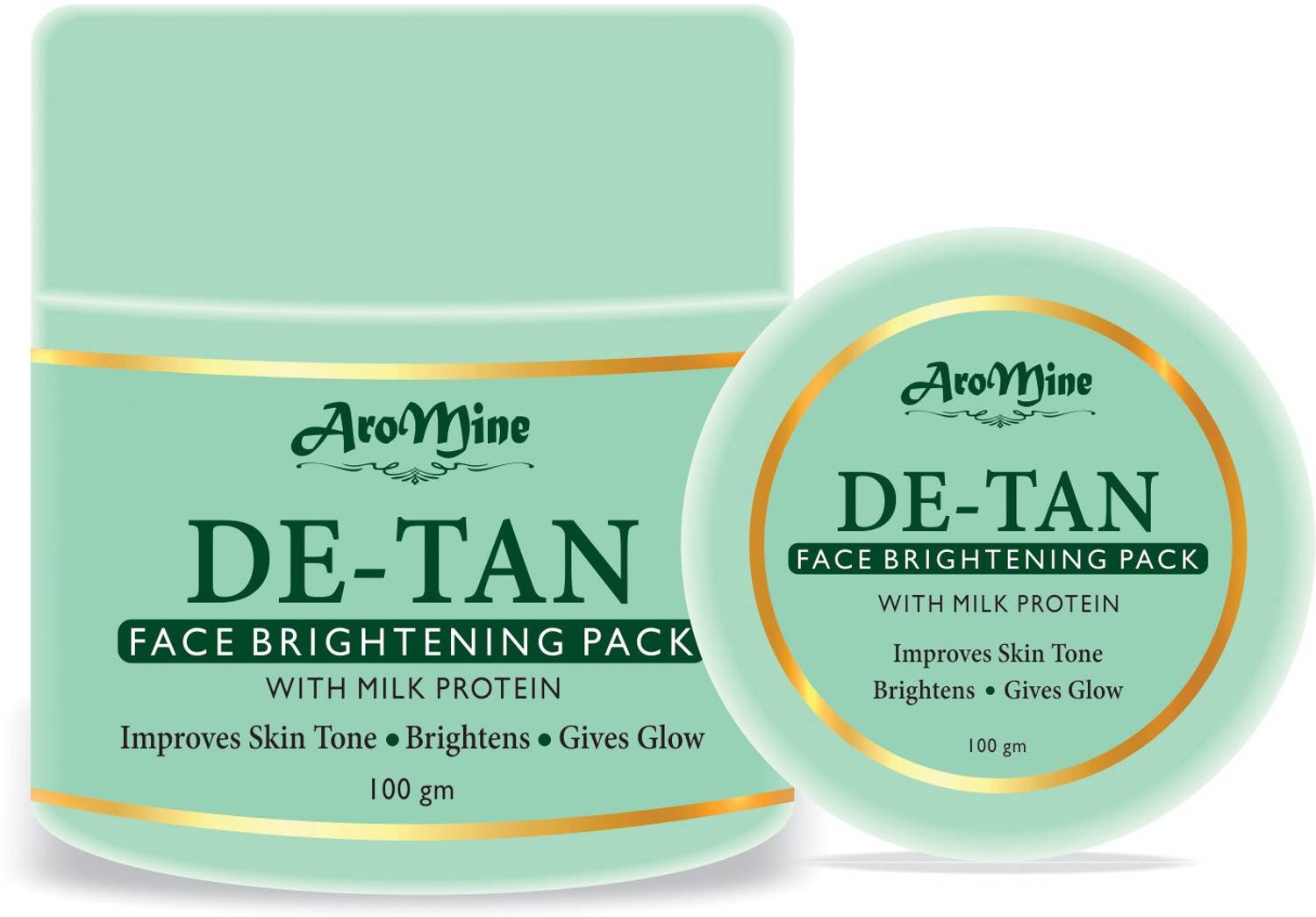 AroMine DeTan Face Pack, Skin Brightening Face Mask For Glowing Skin,Tan Removal, Oil Control, Acne & Fairness, Pigmentation & Brightening, For Women & Men - 100gm