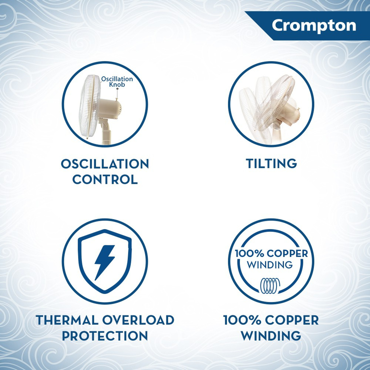 Image of Crompton High Flo Wave Plus with 2 Year Warranty Silent Operation 400 mm Table Fan