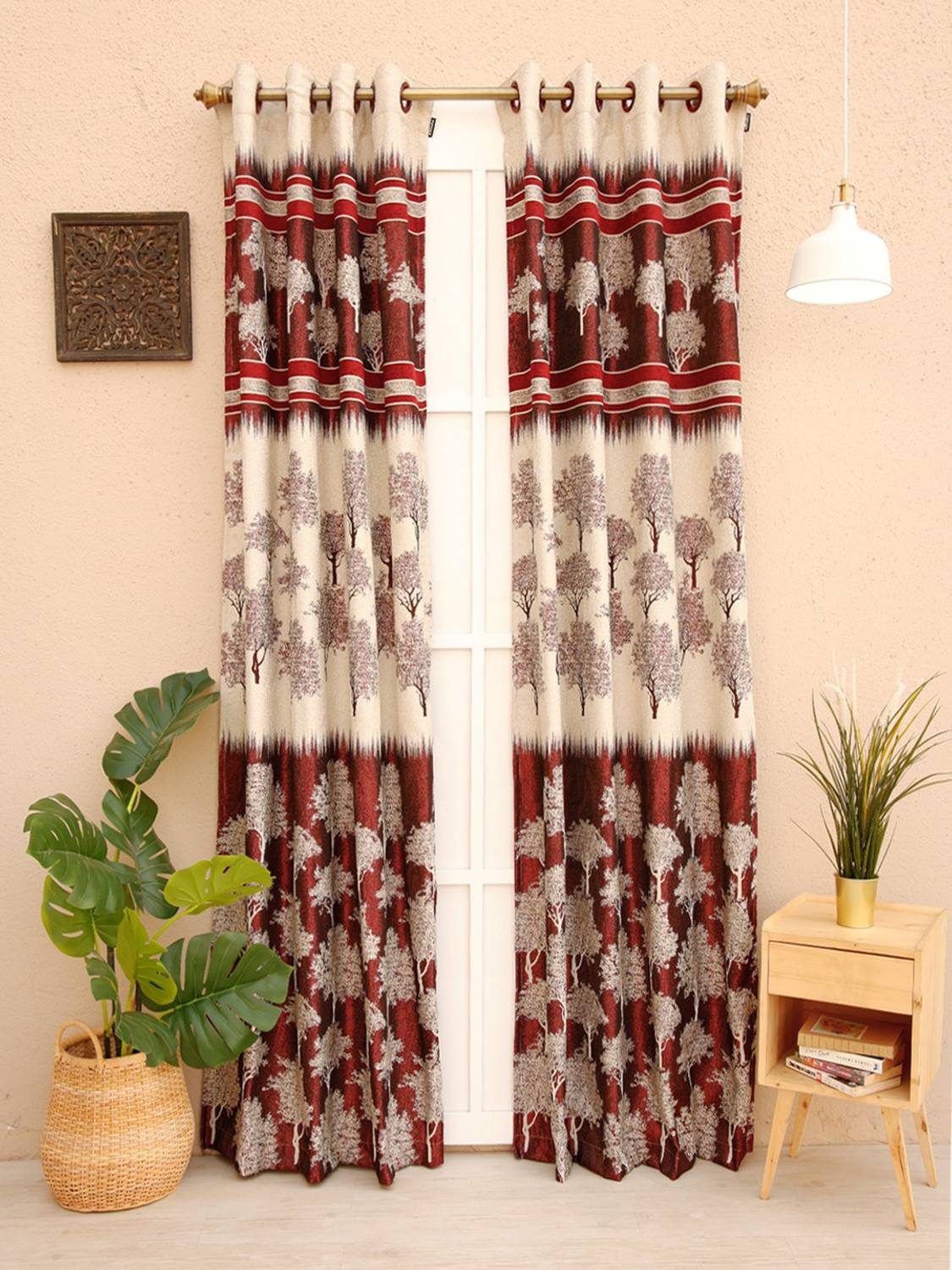 Ariana 275 cm (9 ft) Long Door Jacquard Room Darkening Curtain Single Curtain
