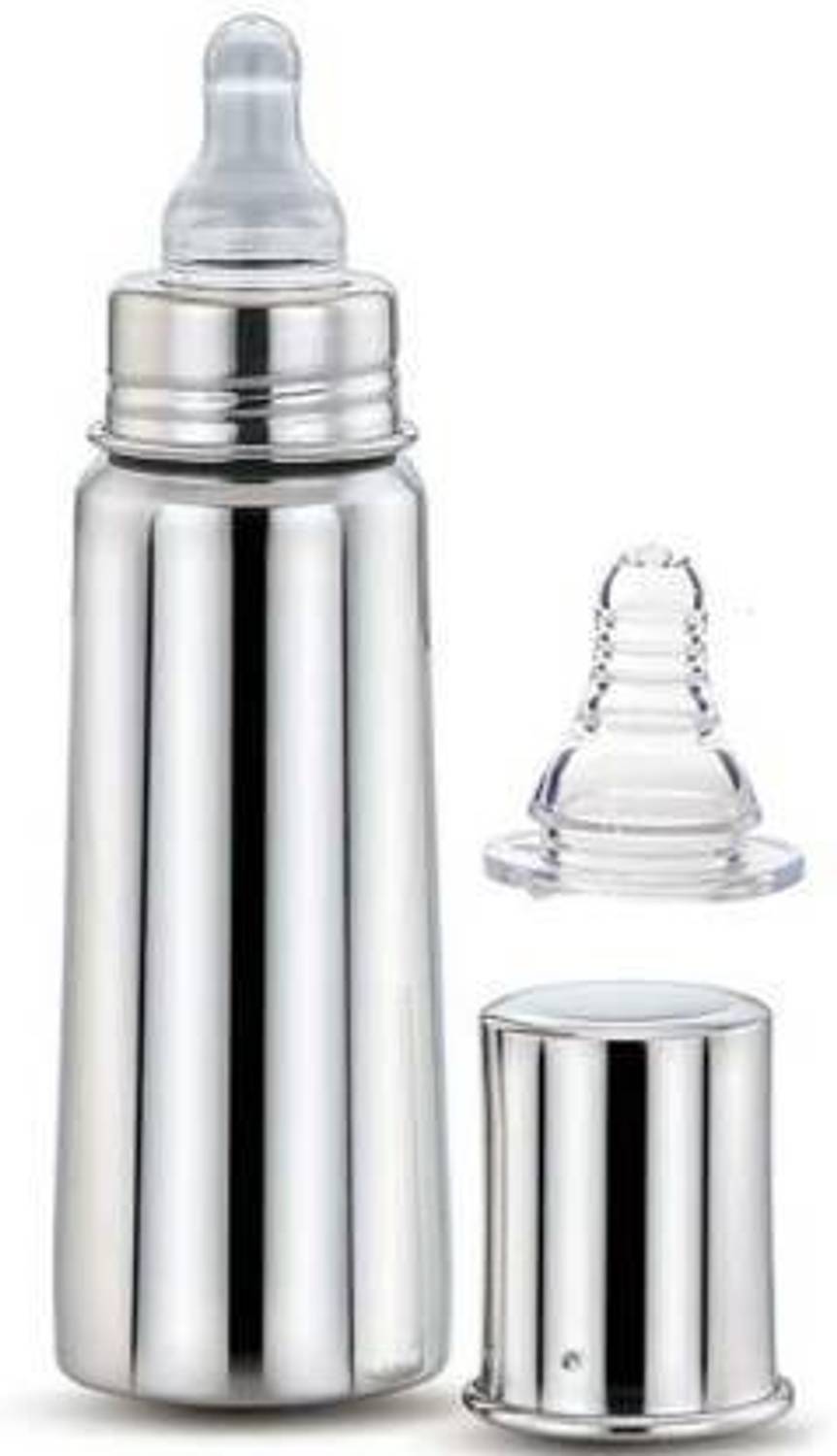 Beautiq Baby Collections Complete Stainless Steel Feeding Bottle 250ml with Additional Sipper Nipple - 250 ml