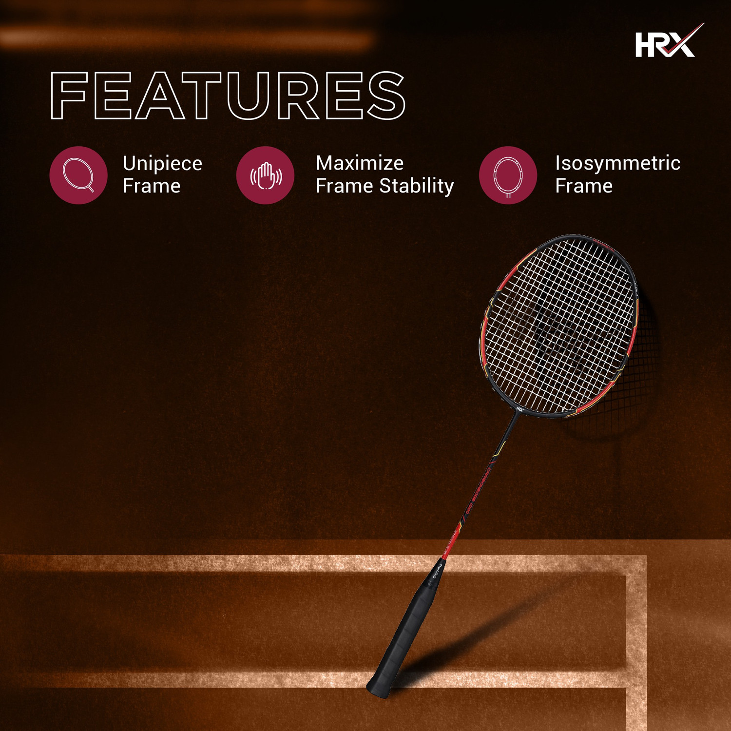 Image of HRX Carbon Edge 1000 Red, Black Strung Badminton Racquet