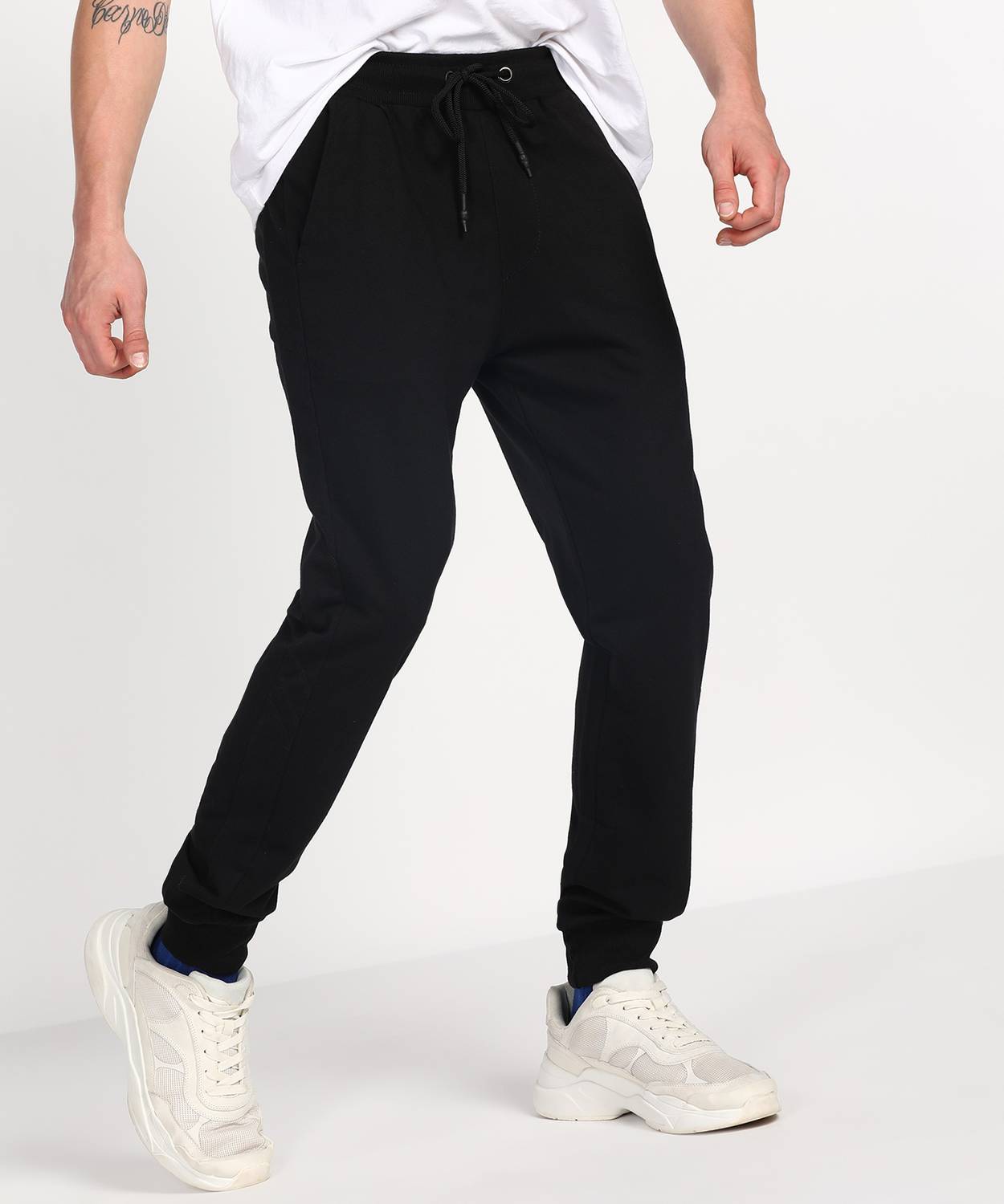 abof by Aditya Birla Solid Men Black Track Pants