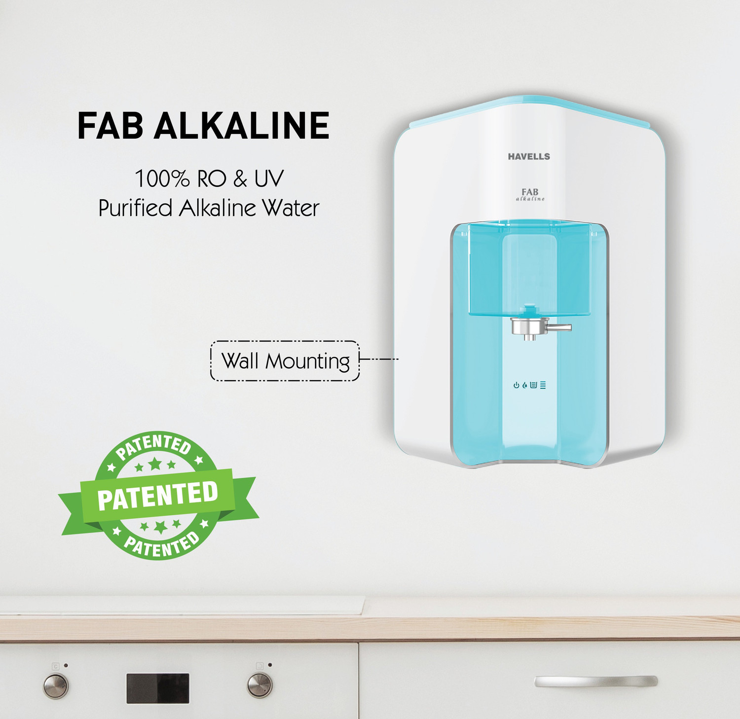 Image of HAVELLS Fab Alkaline 7 L RO + UV + Alkaline Water Purifier Suitable for all - Borewell, Tanker, Municipality Water