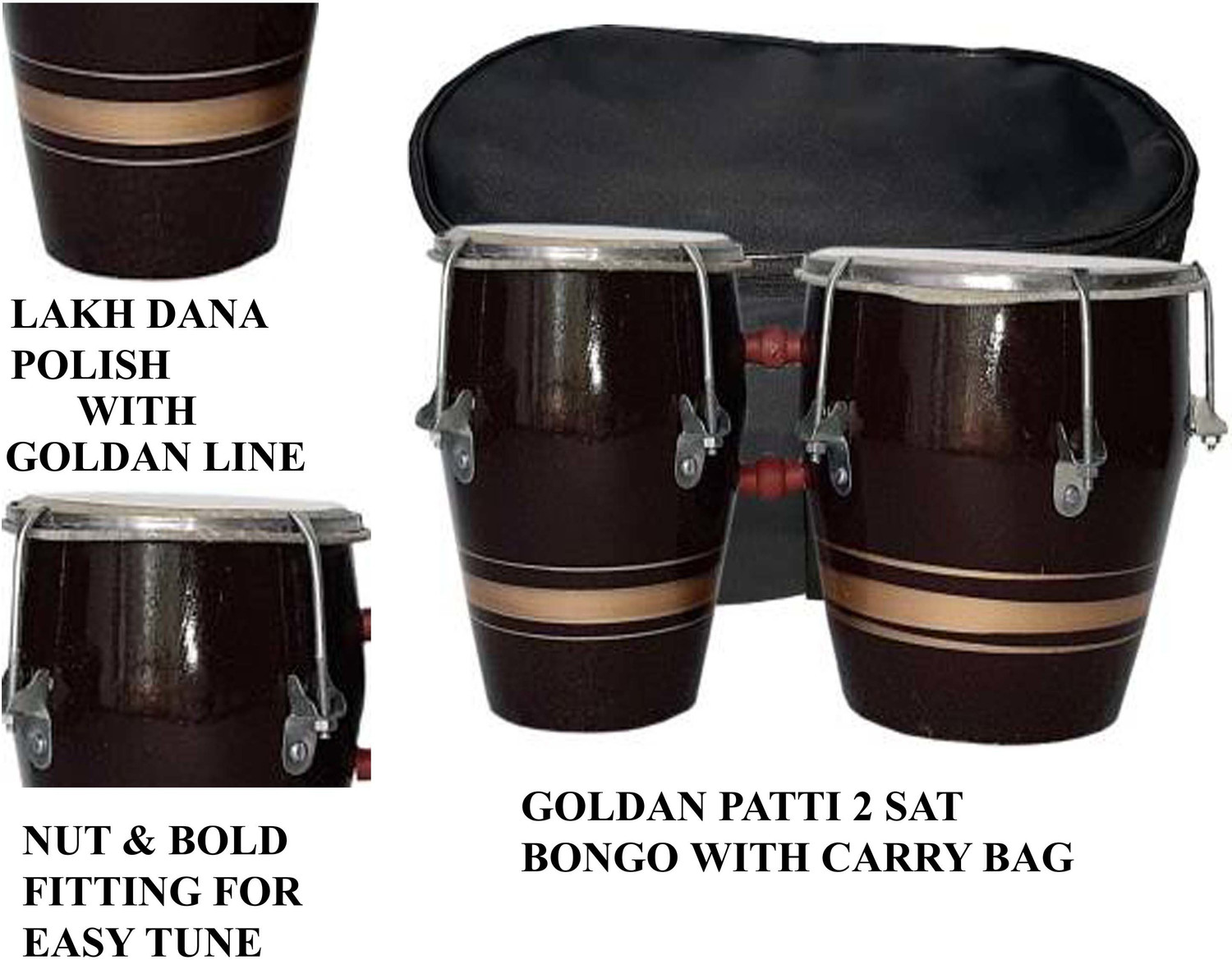 Image of RAM musical Bongo With Bag Wooden Bongo