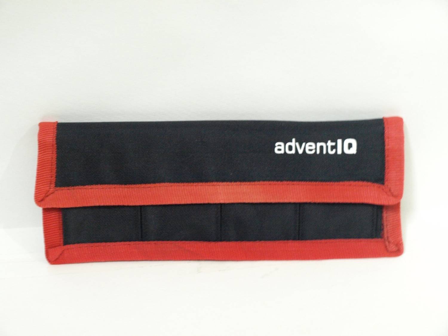 AdventIQ DSLR Camera Battery Holder/Pouch/Case/Bag (4 Pocket) for AA Battery, Canon LP-E6 LP-E8 LP-E10 LP-E12 Battery, Nikon EN-EL14 EN-EL15 Battery, Sony NP-FW50 NP-F550 NP-FM500H Battery Camera Bag (Black- Red)  Camera Bag