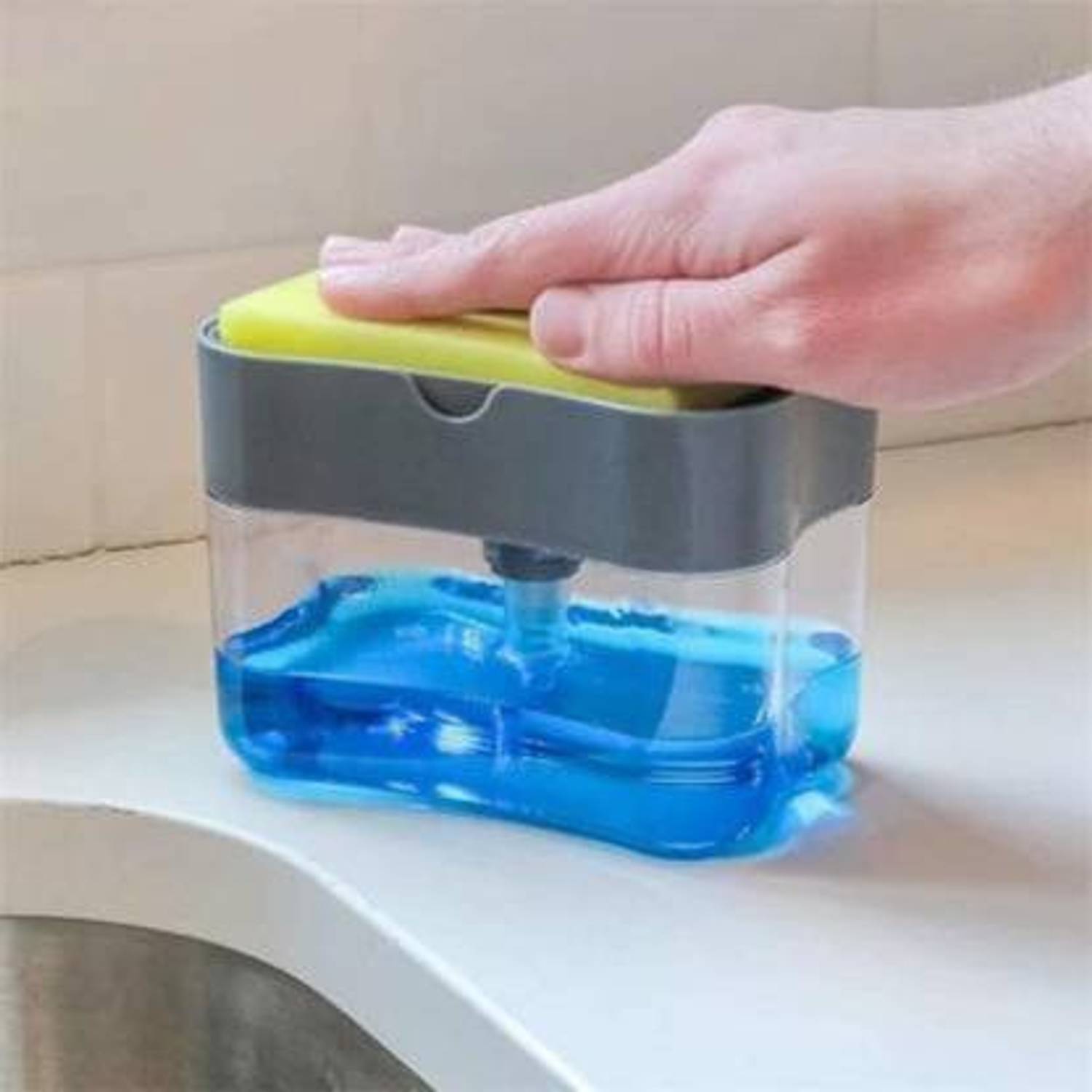 ABR Bathroom Kitchen Soap Dispenser Box Wash Sponge Holder Pump Sponge 2 in 1 Liquid Manual Press Multifunction Use Best For Home School Office Hospital Hotel Restaurant Factories Airport Gas Station And So on kitchen set cleaning, clean the pot, clean the sink, clean dishes, fall in love with the fun of washing dishes, press the soap box set, wash the pot and wash the dishes, one-handed operation, kitchen brush pot cleaning artifacts, touch and press to clean quickly Soap Dispenser 2-in-1 Sponge Rack Soap Dispenser Sponge Candy Soap Pump Dispenser Dish Soap Dispenser for Kitchen Dish washing gel Soap Dispenser foam Sponge Holder plastic soap Dispenser hand Candy Counter top portable kitchen soap Dispenser Topping Innovative Design Liquid Sink Dish Washing Pump Soap Dispenser With Sponge holder Kitchen 2-in-1 Multi function New design Sponge Soap Pump Dispenser and Sponge Holder 900 ml Liquid Dispenser Fresh Liquid Detergent