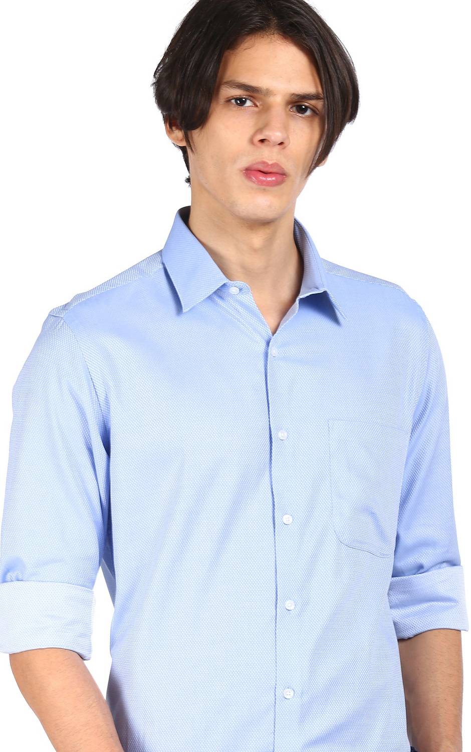 ARROW Men Self Design Formal Blue Shirt