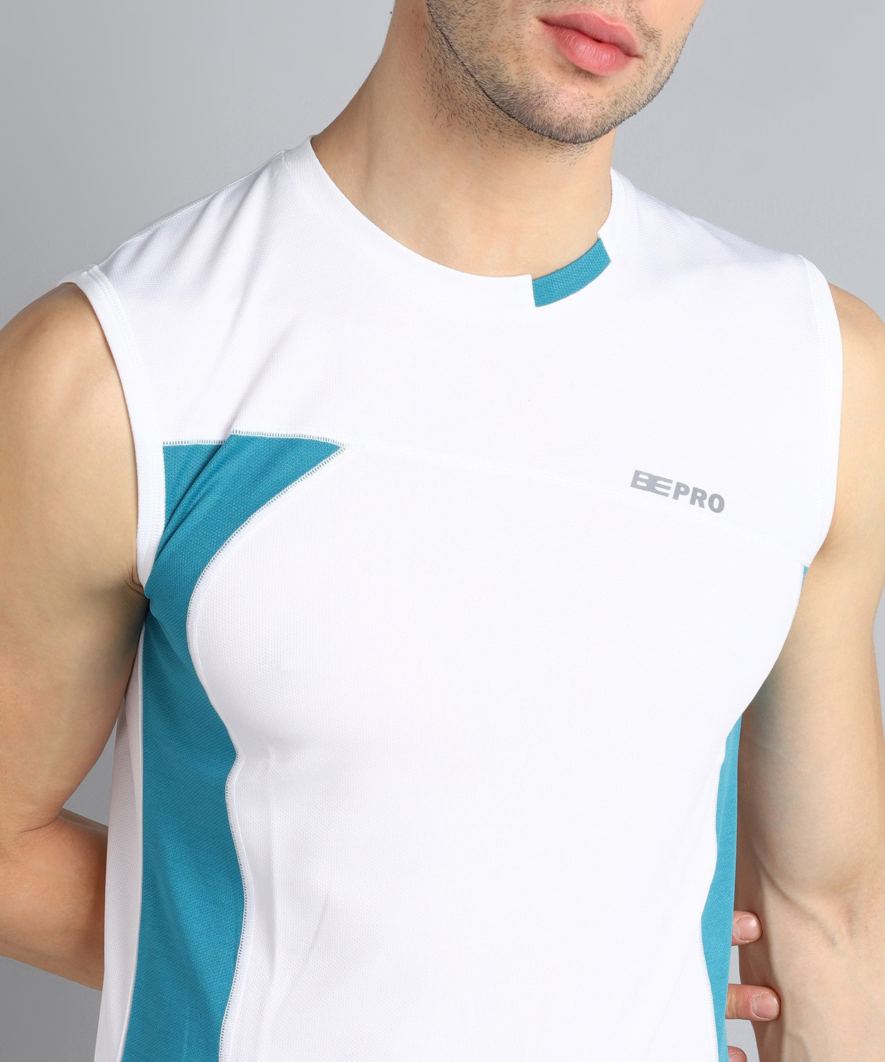 Image of BEPRO Solid Men Round Neck White T-Shirt