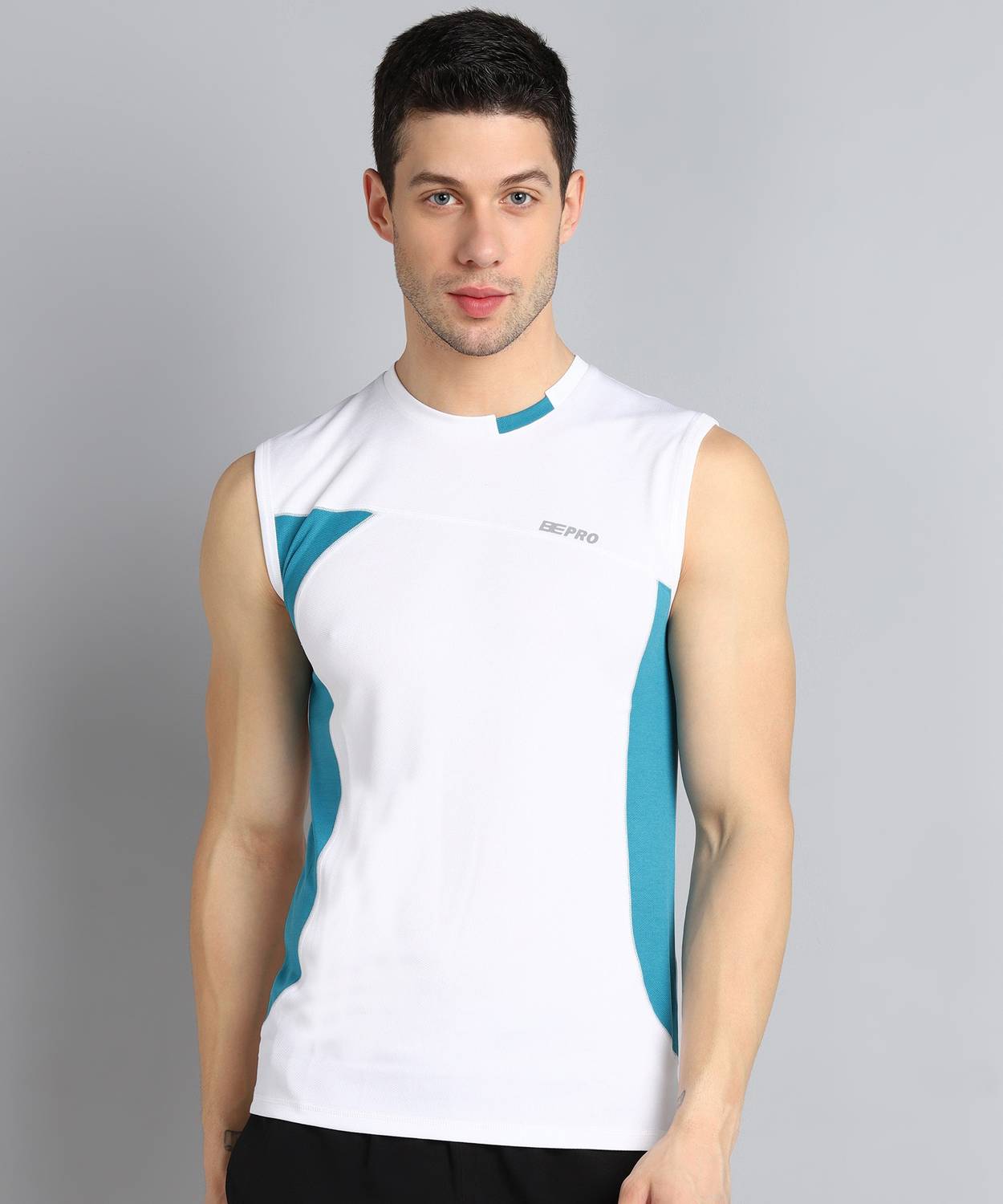 BEPRO Men Solid Round Neck Polyester White T-Shirt