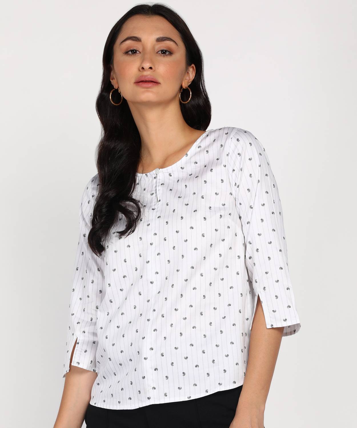 abof by Aditya Birla Casual 3/4 Sleeve Printed Women Multicolor Top