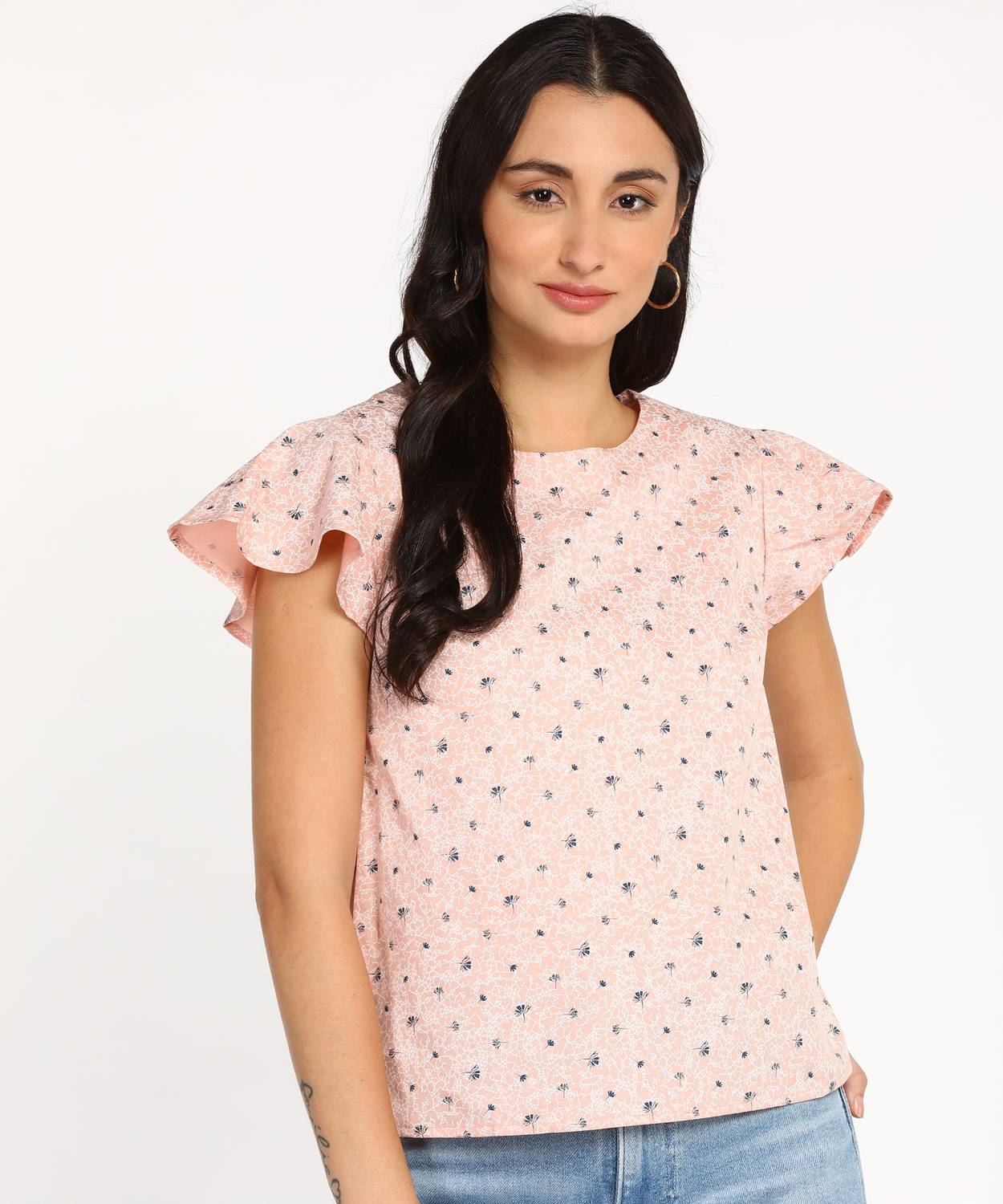 abof by Aditya Birla Casual Half Sleeve Printed Women Multicolor Top