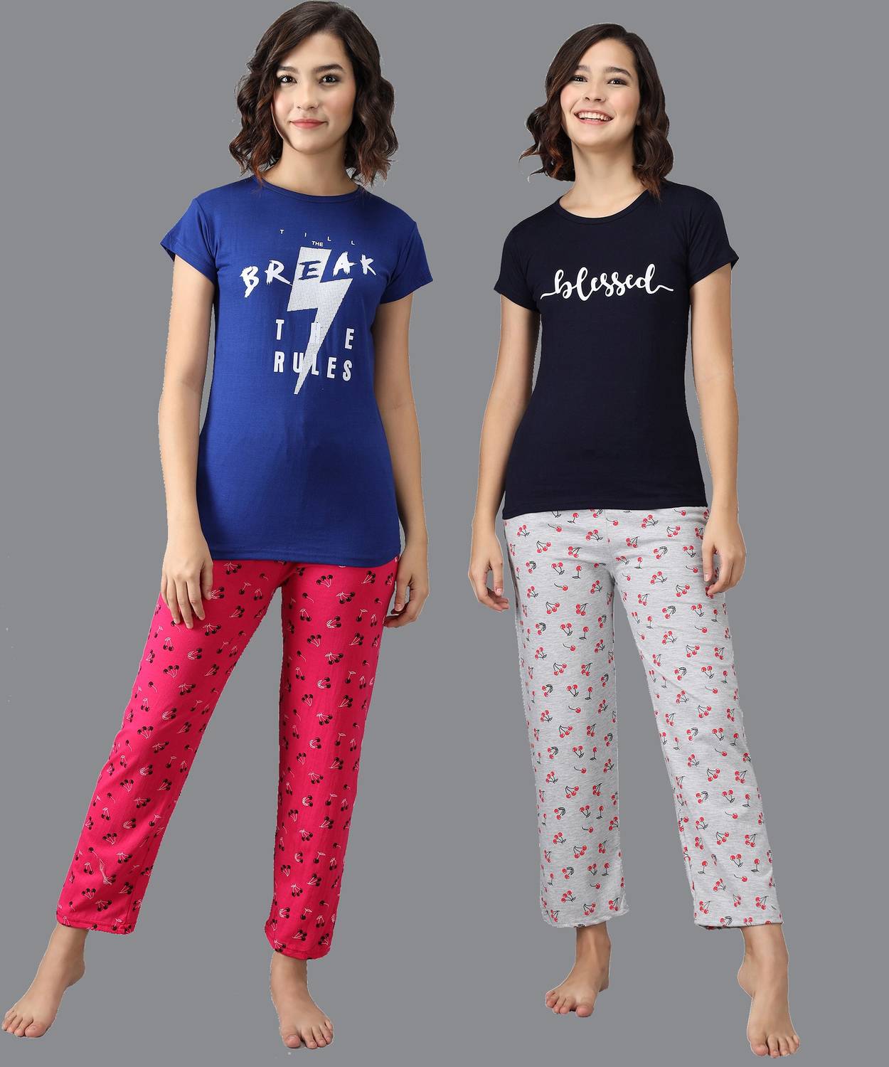 ANIXA Women Printed Multicolor Night Suit Set