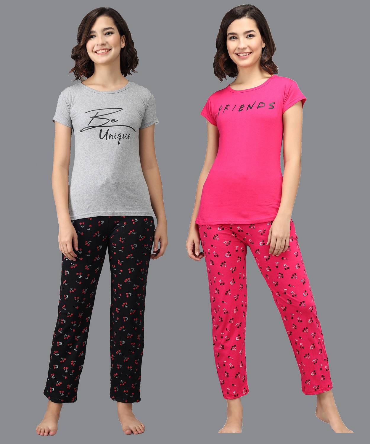 ANIXA Women Printed Multicolor Night Suit Set