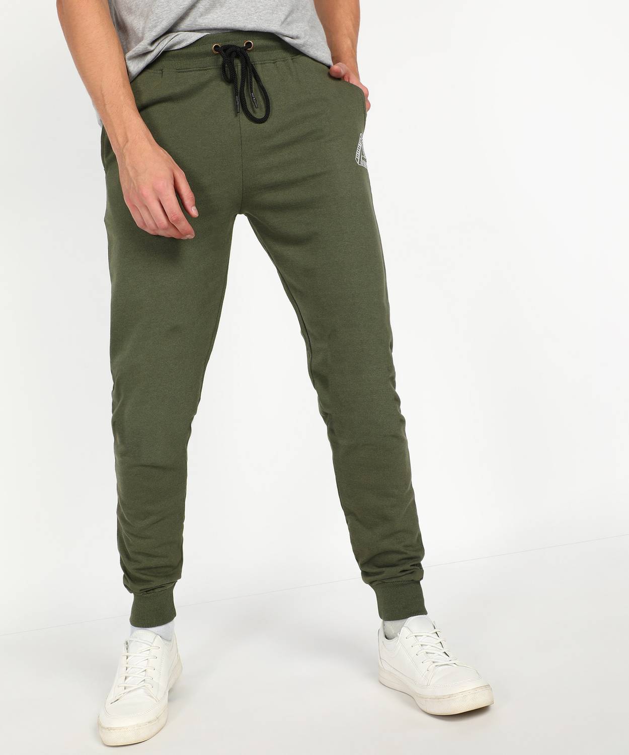 abof by Aditya Birla Solid Men Green Track Pants
