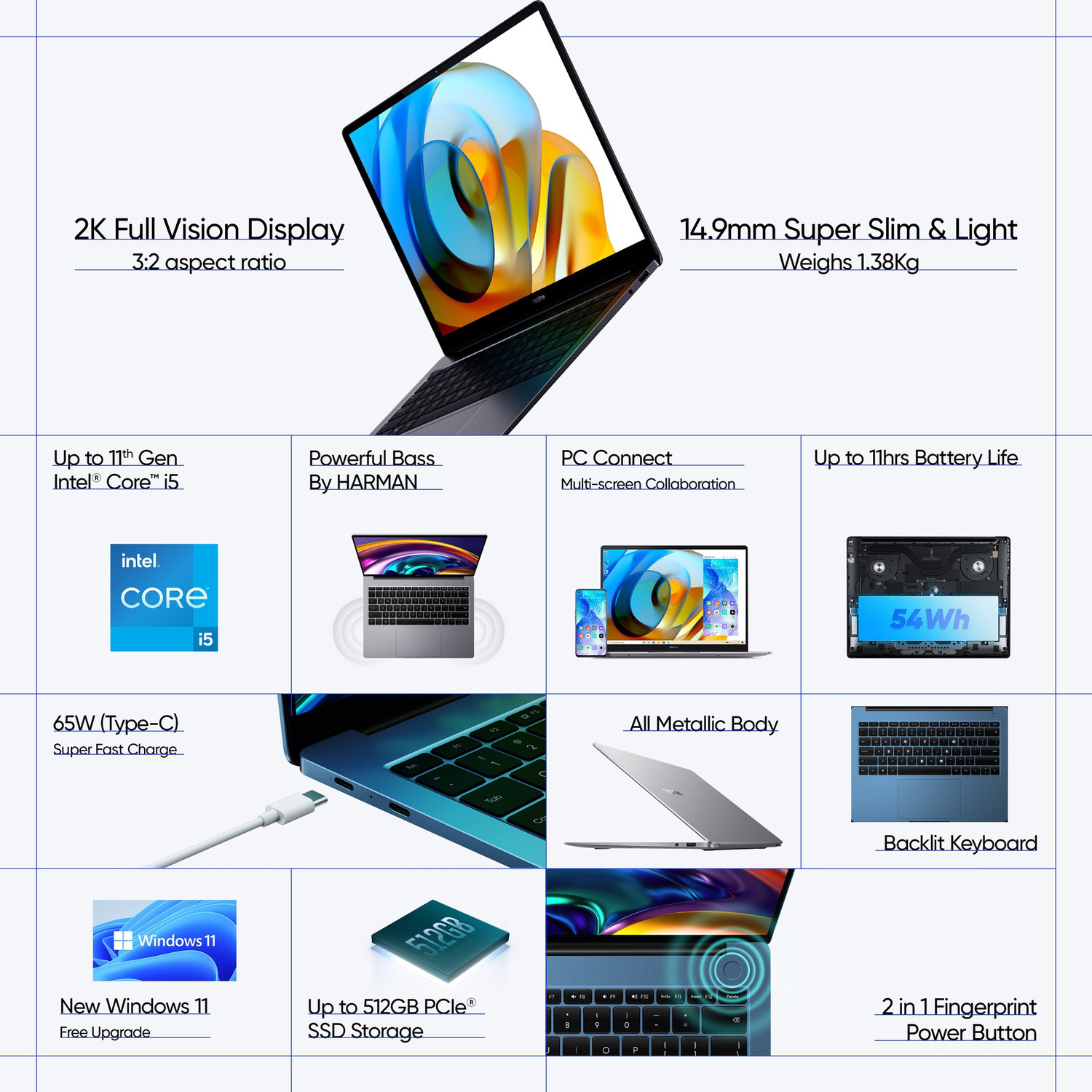 Image of realme Book (Slim) Intel Core i3 11th Gen 1115G4 - (8 GB /256 GB SSD /Windows 10 Home) RMNB1001 Thin and Light Laptop