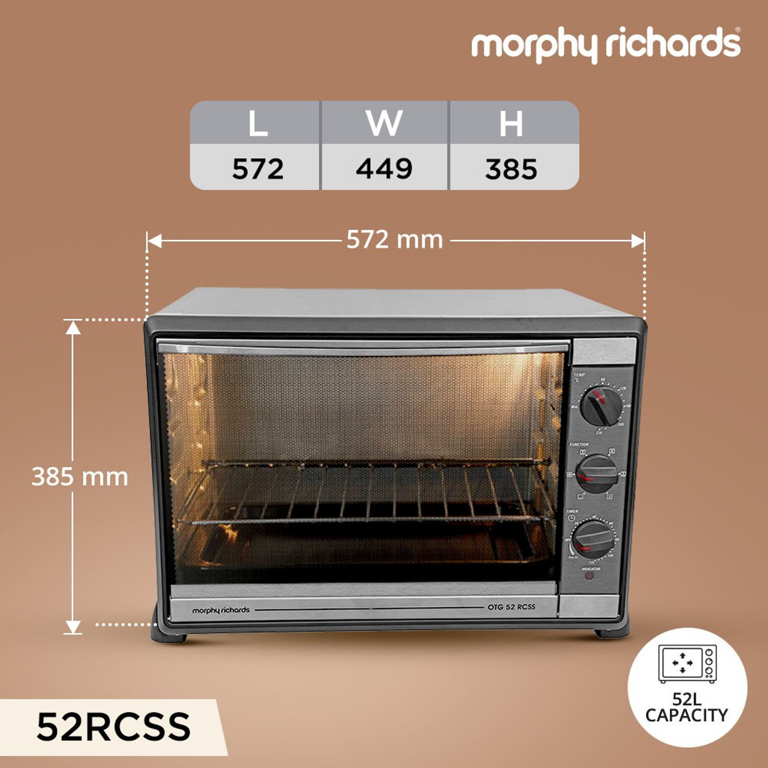 Image of Morphy Richards 52-Litre Oven Toaster Grill OTG 52RCSS, Black