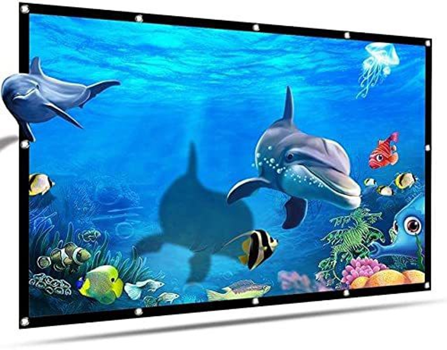 Image of ZIOZY 150 Inch- 10Ft x 8Ft-Anti-Creased-Foldable Anti-Light 16:9 4K Eyelet Full HD 3D Projector Screen (Width 332 cm x 187 cm Height)