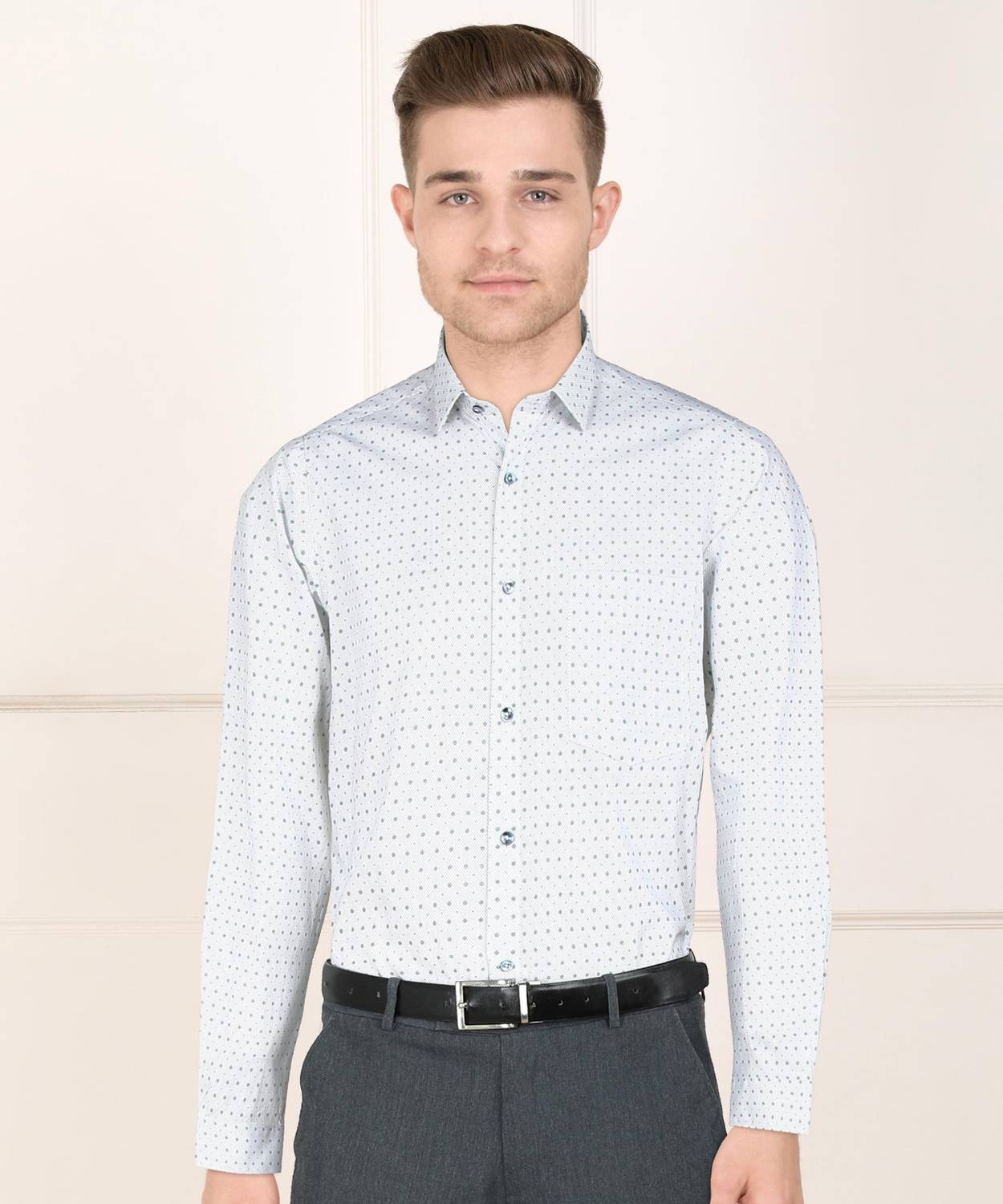 ARROW Men Printed Formal Grey Shirt