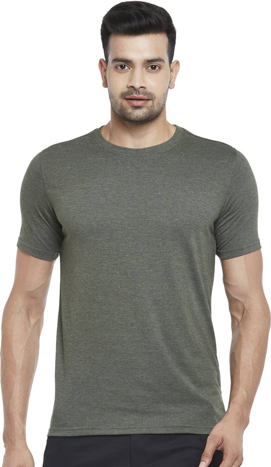 Byford by Pantaloons Solid Men Round Neck Green T-Shirt