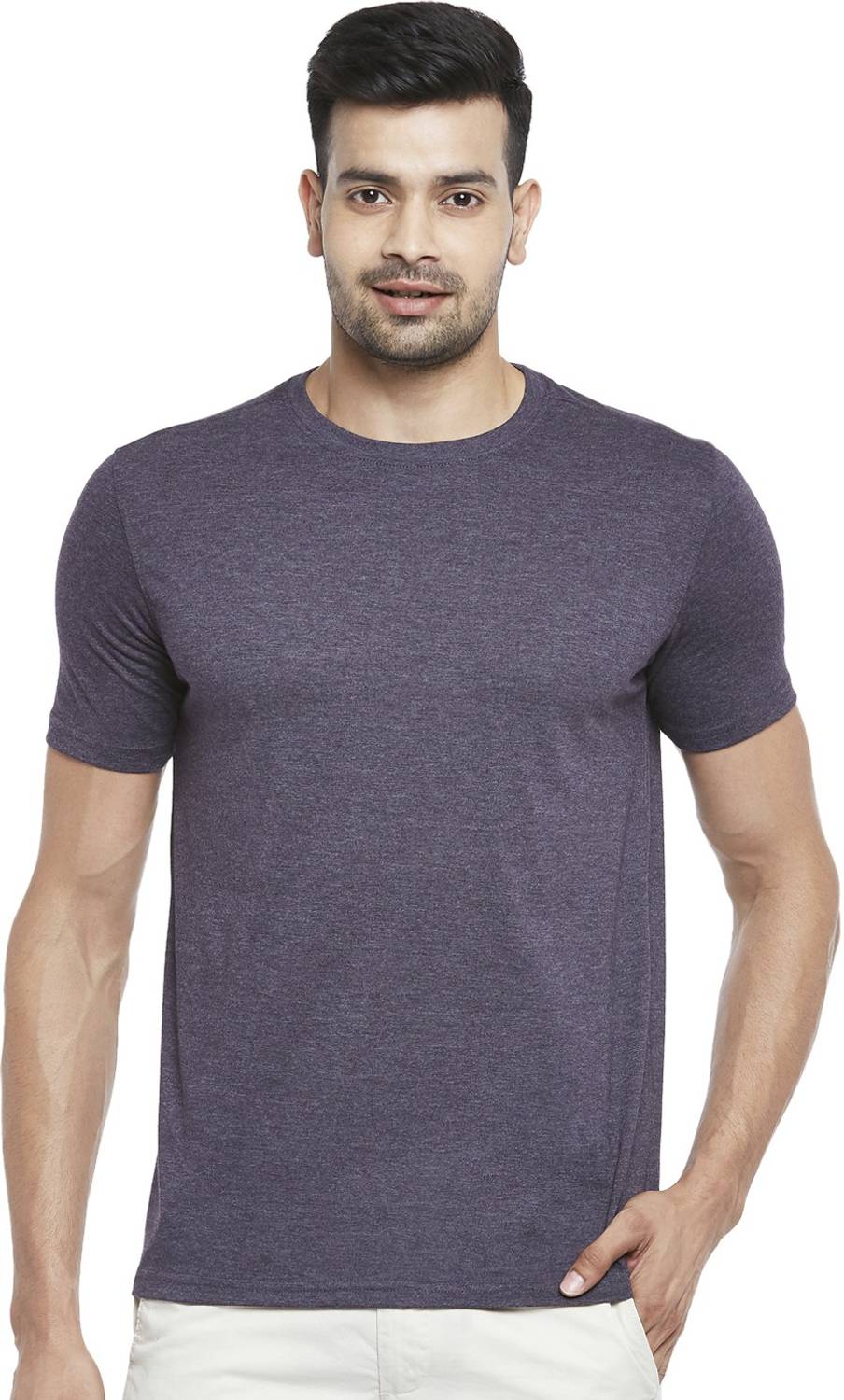 Byford by Pantaloons Solid Men Round Neck Blue T-Shirt