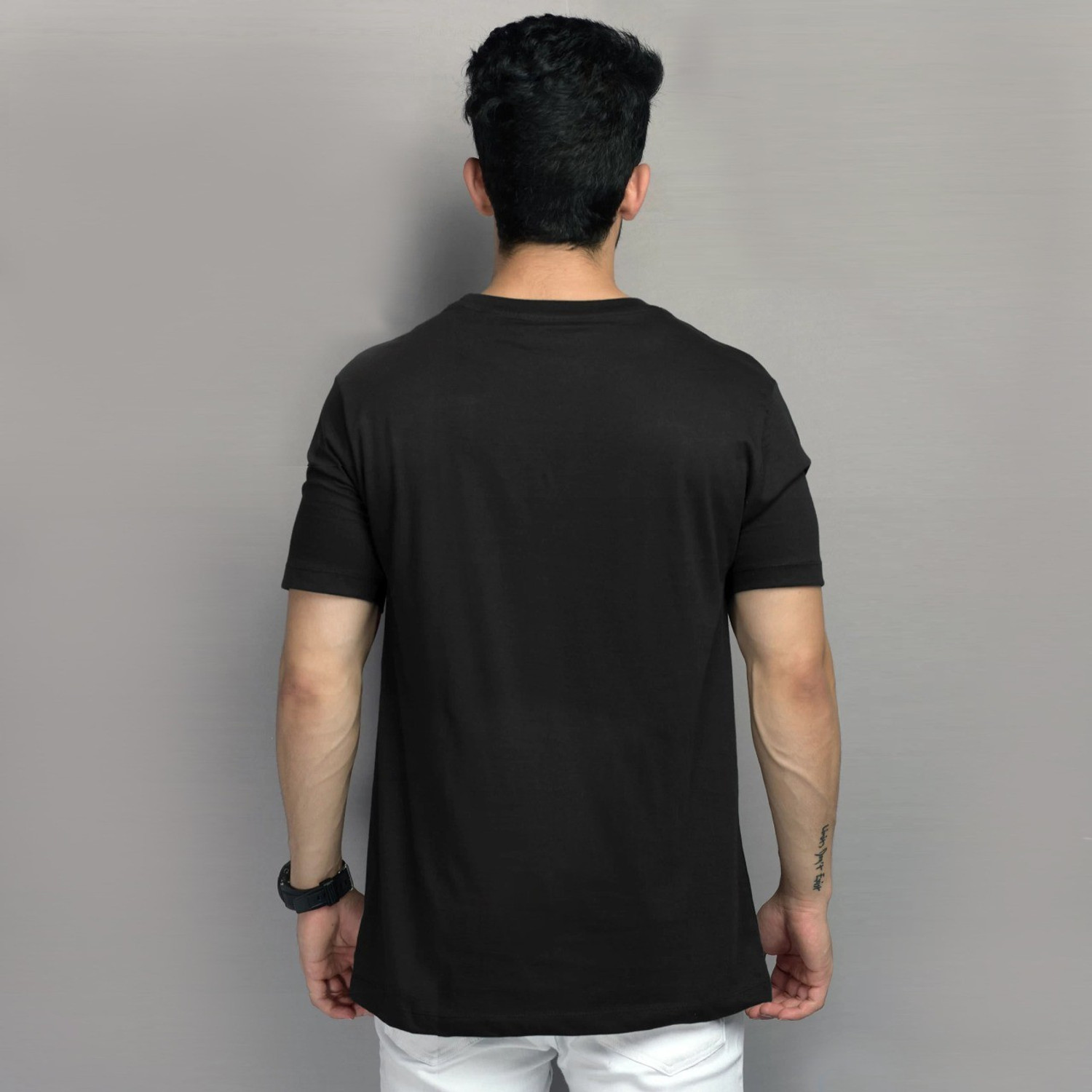 Image of printcorners Printed Men Round Neck Black T-Shirt
