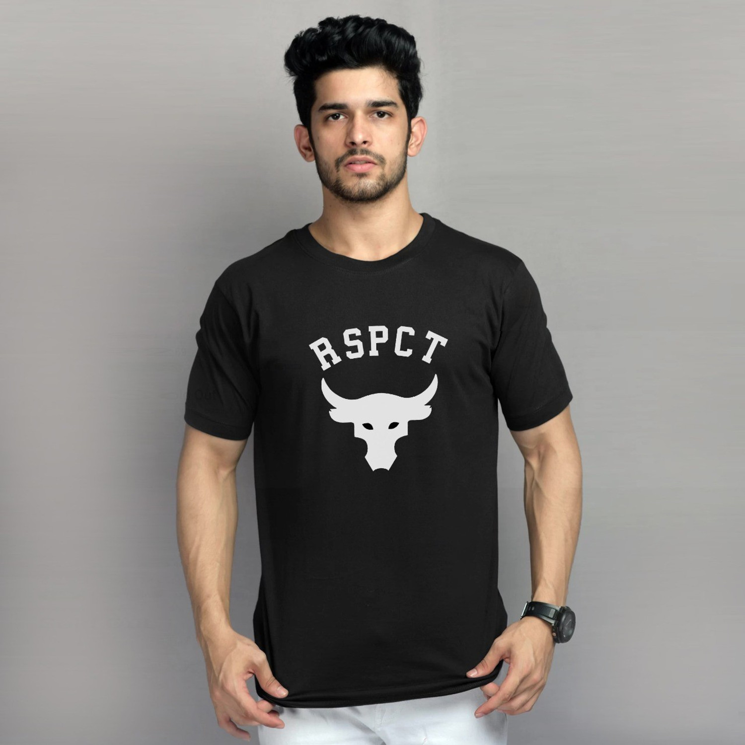 Image of printcorners Printed Men Round Neck Black T-Shirt