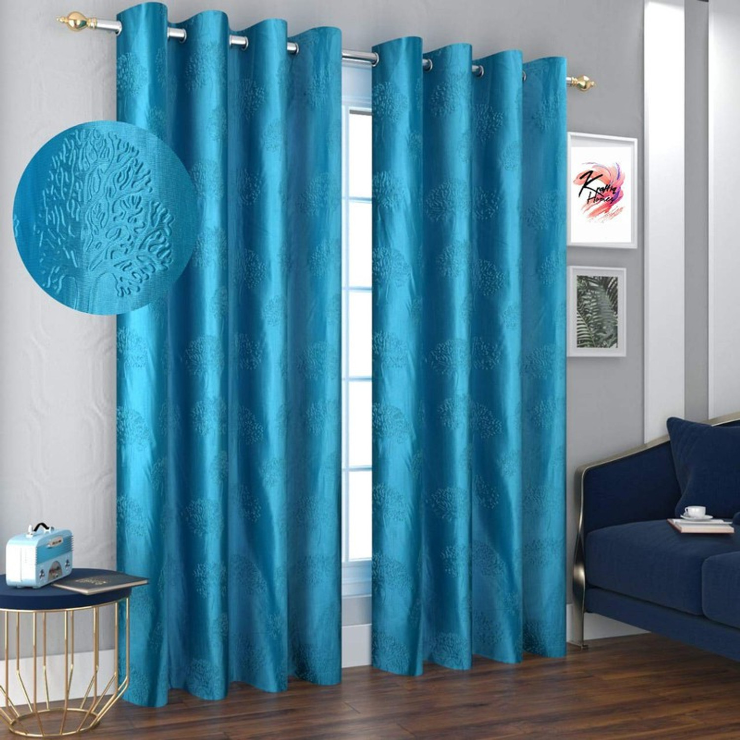 Image of Kraftiq Homes 274 cm (9 ft) Long Door Polyester Room Darkening Curtain (Pack Of 2)