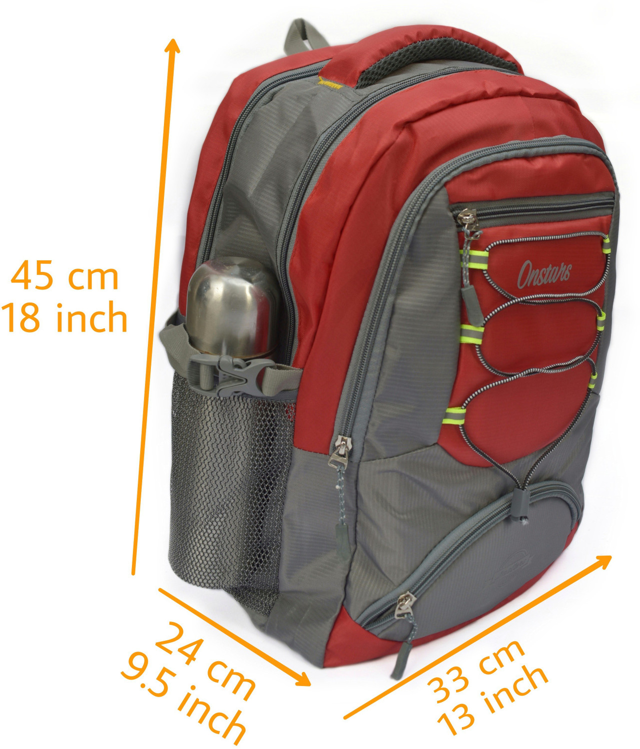 Image of Onstars Large 36 L Laptop Backpack Unisex Casual Attractive Light weight Trendy Stylish College School Laptop Office Travel Business Tourist Bags Multipurpose Backpacks (Red, Grey)