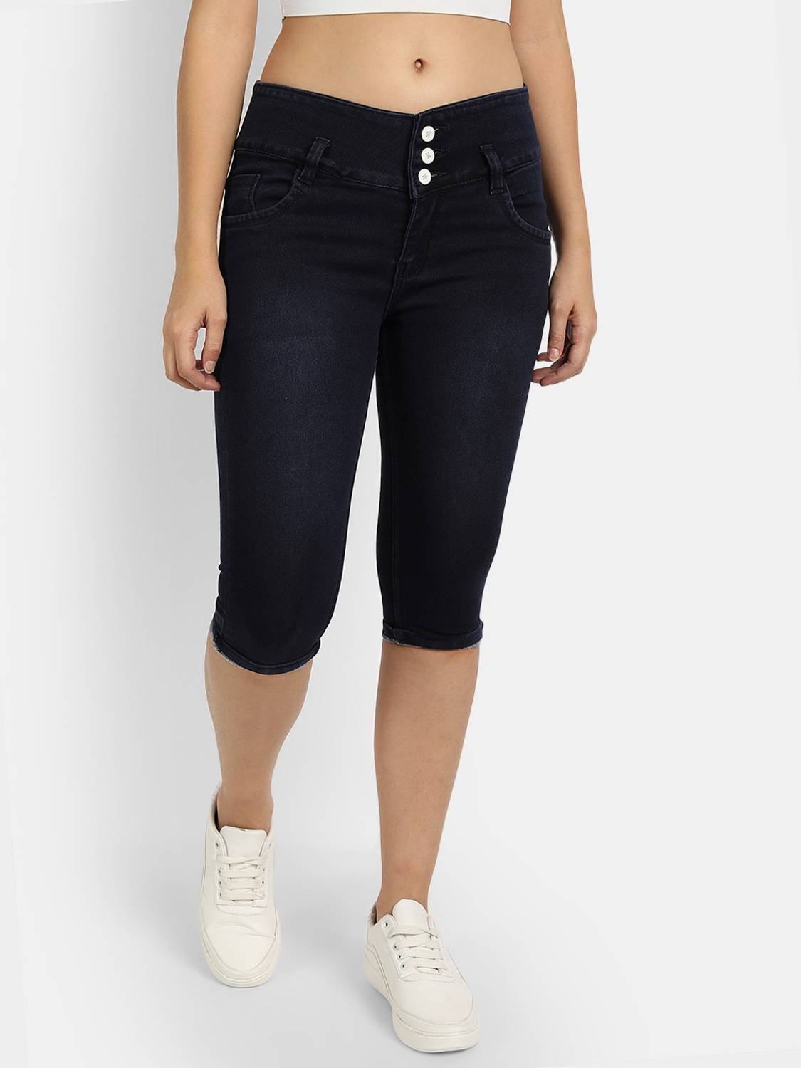 Broadstar Women Blue Capri Women Denim Capri