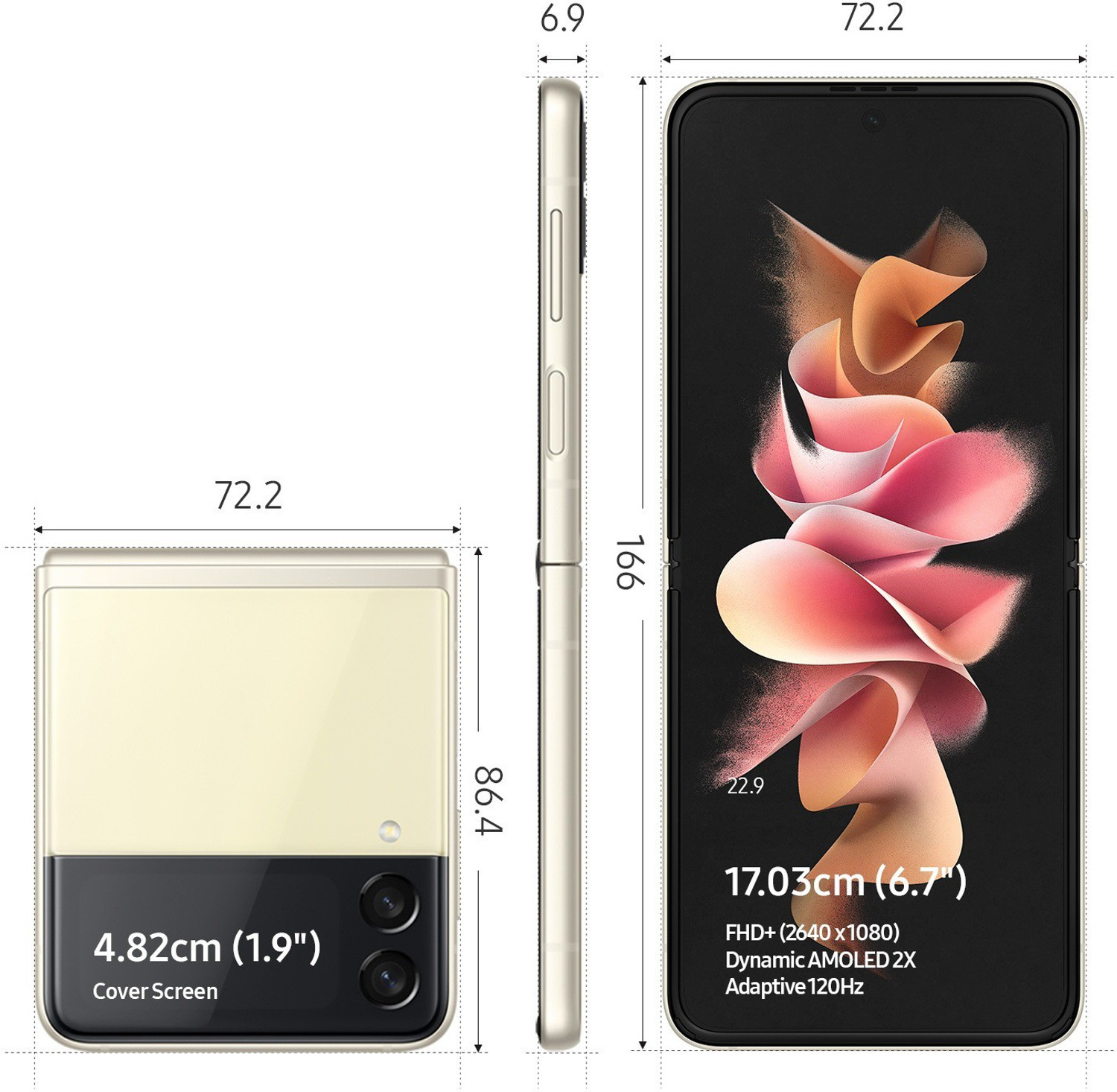 Image of Samsung Galaxy Z Flip3 5G (Cream, 256 GB)